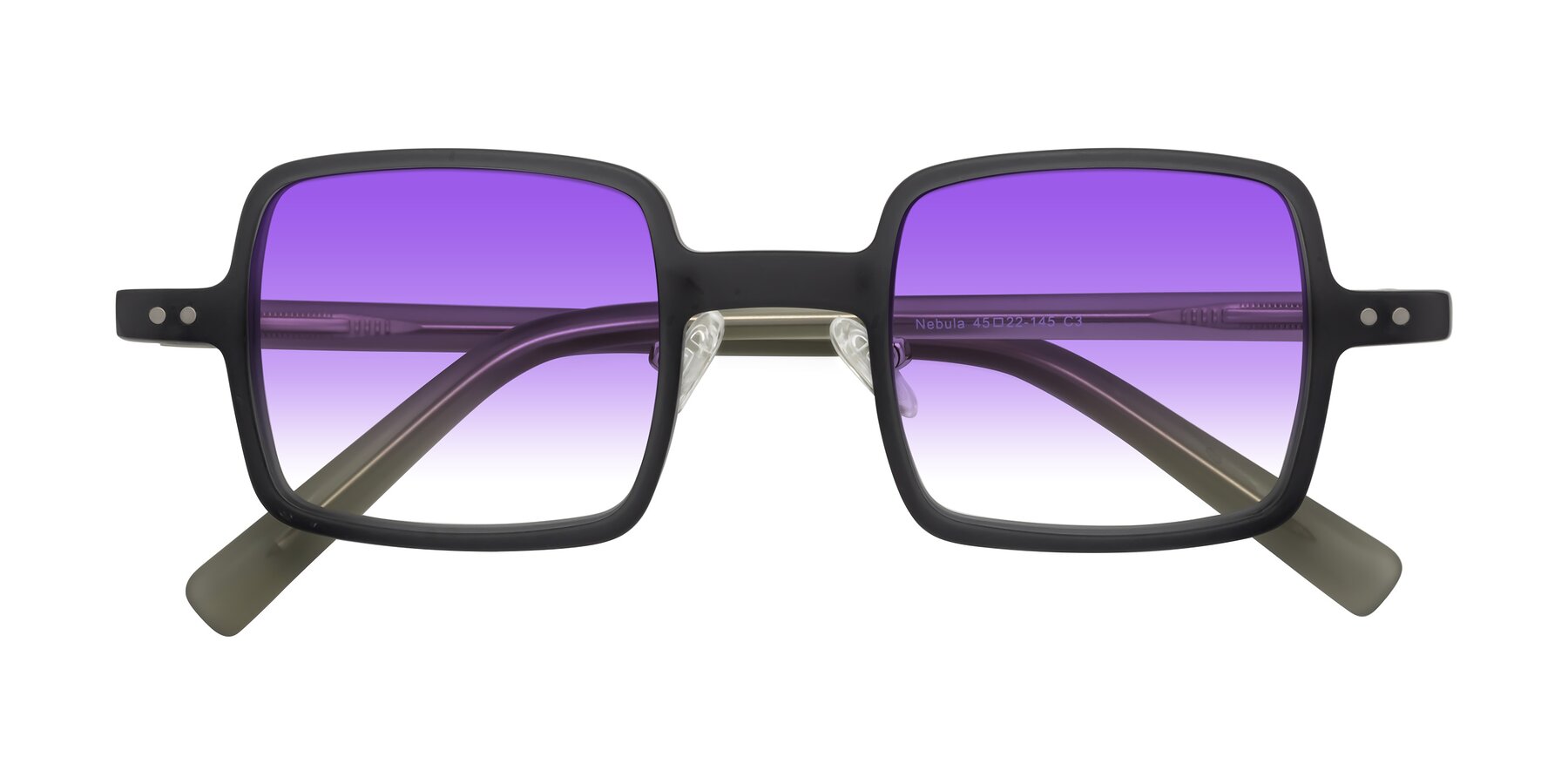 Folded Front of Nebula in Matte Gray with Purple Gradient Lenses