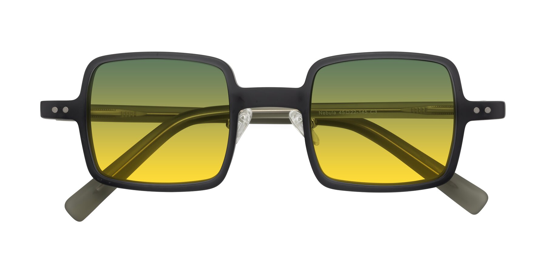 Folded Front of Nebula in Matte Gray with Green / Yellow Gradient Lenses