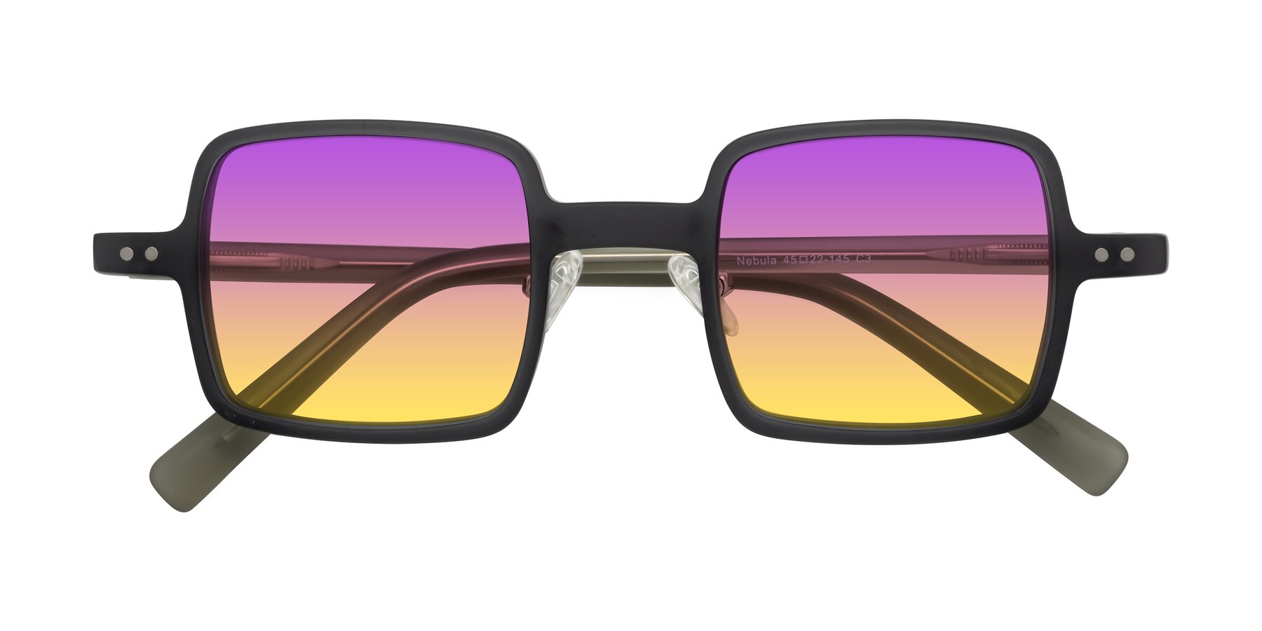 Folded Front of Nebula in Matte Gray with Purple / Yellow Gradient Lenses