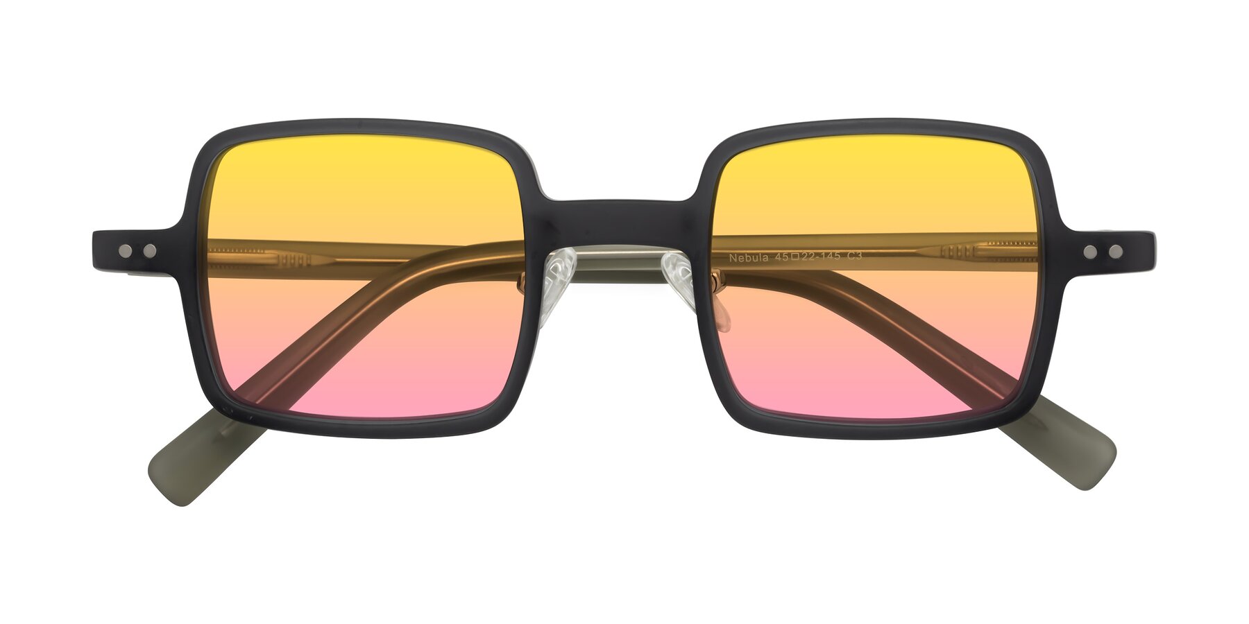 Folded Front of Nebula in Matte Gray with Yellow / Pink Gradient Lenses