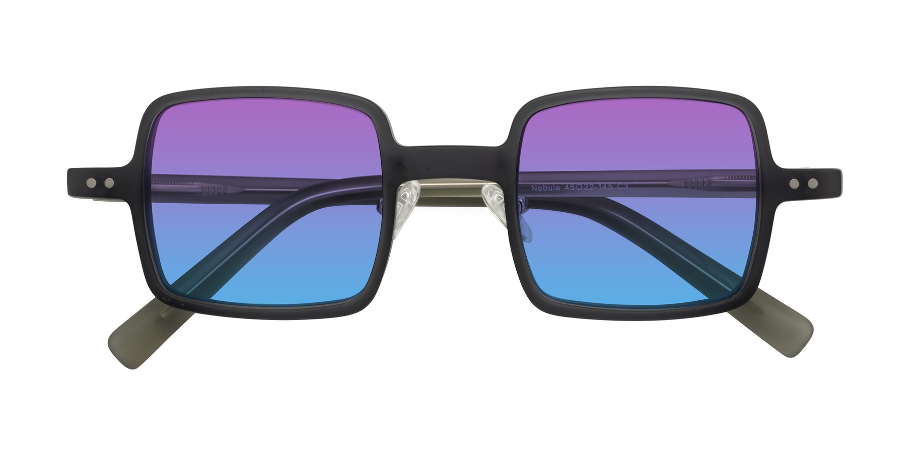 Folded Front of Nebula in Matte Gray with Purple / Blue Gradient Lenses