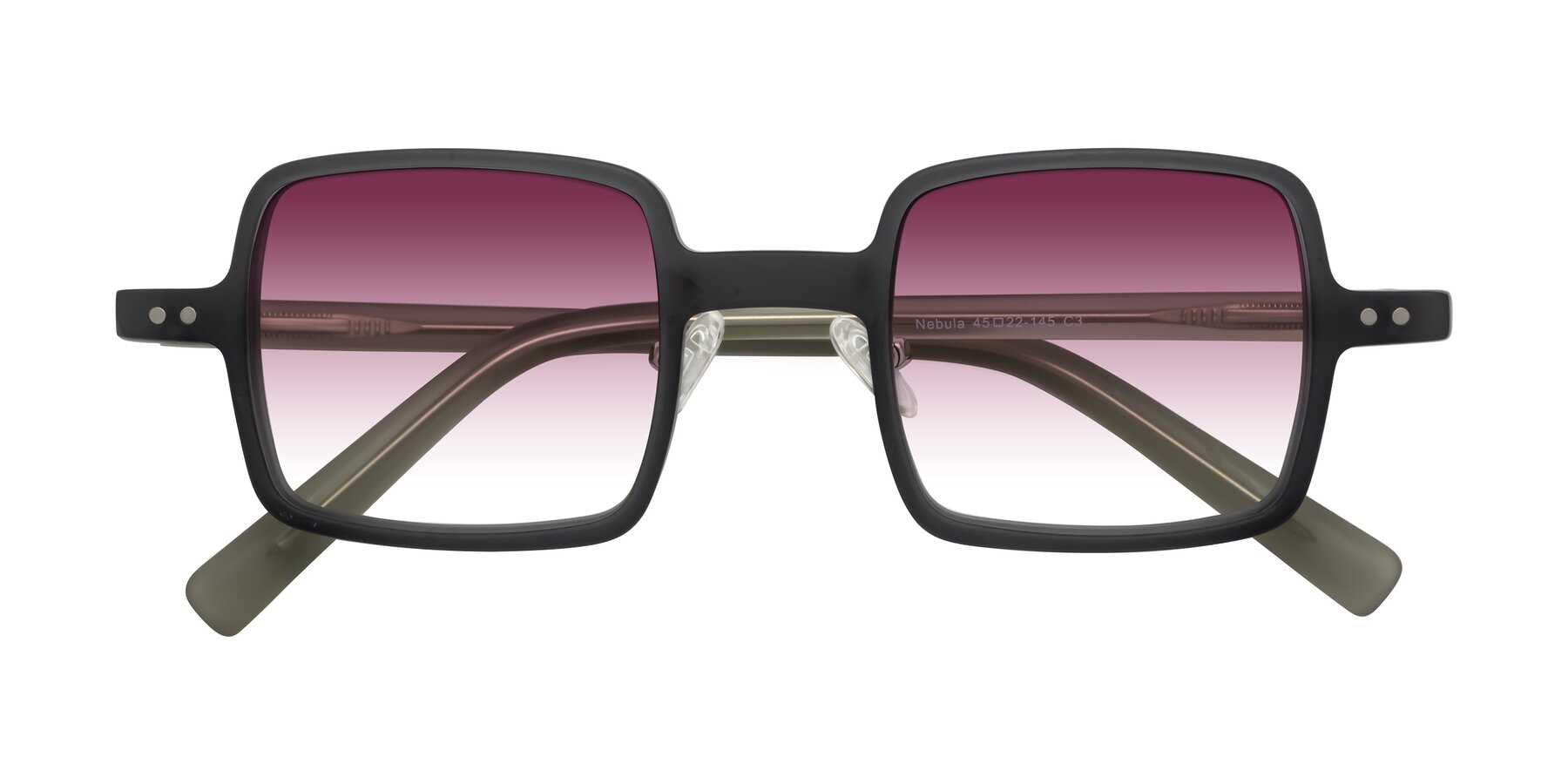 Folded Front of Nebula in Matte Gray with Wine Gradient Lenses