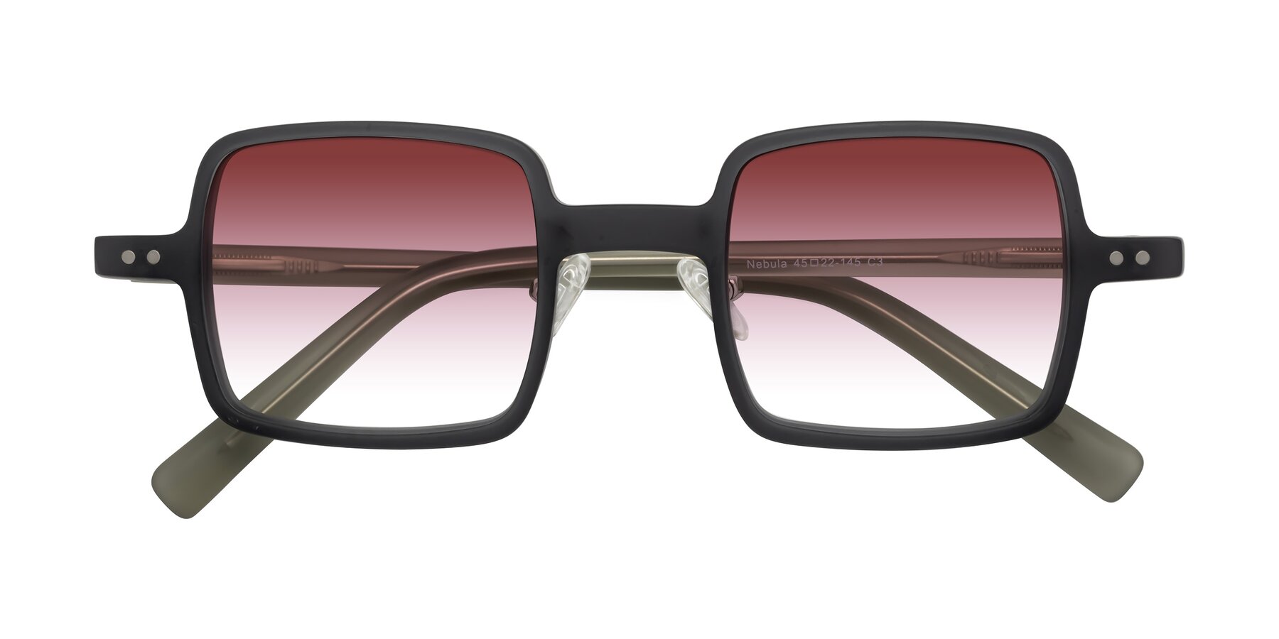 Folded Front of Nebula in Matte Gray with Garnet Gradient Lenses