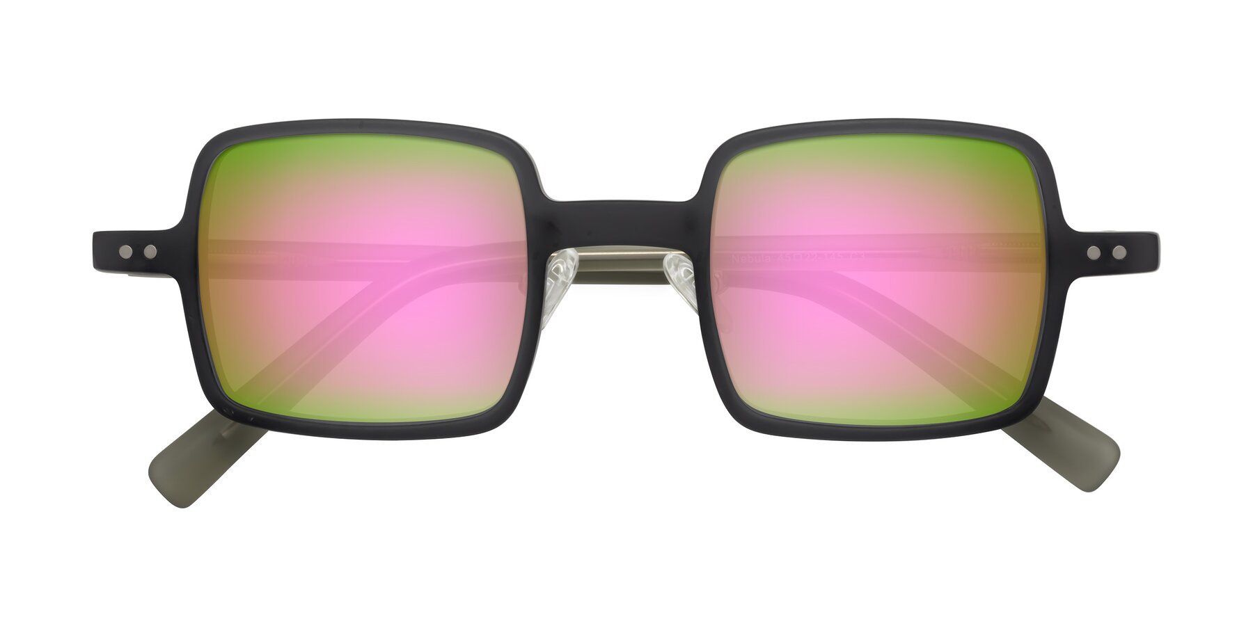 Folded Front of Nebula in Matte Gray with Pink Mirrored Lenses