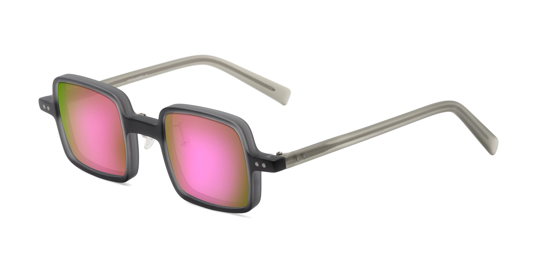 Angle of Nebula in Matte Gray with Pink Mirrored Lenses