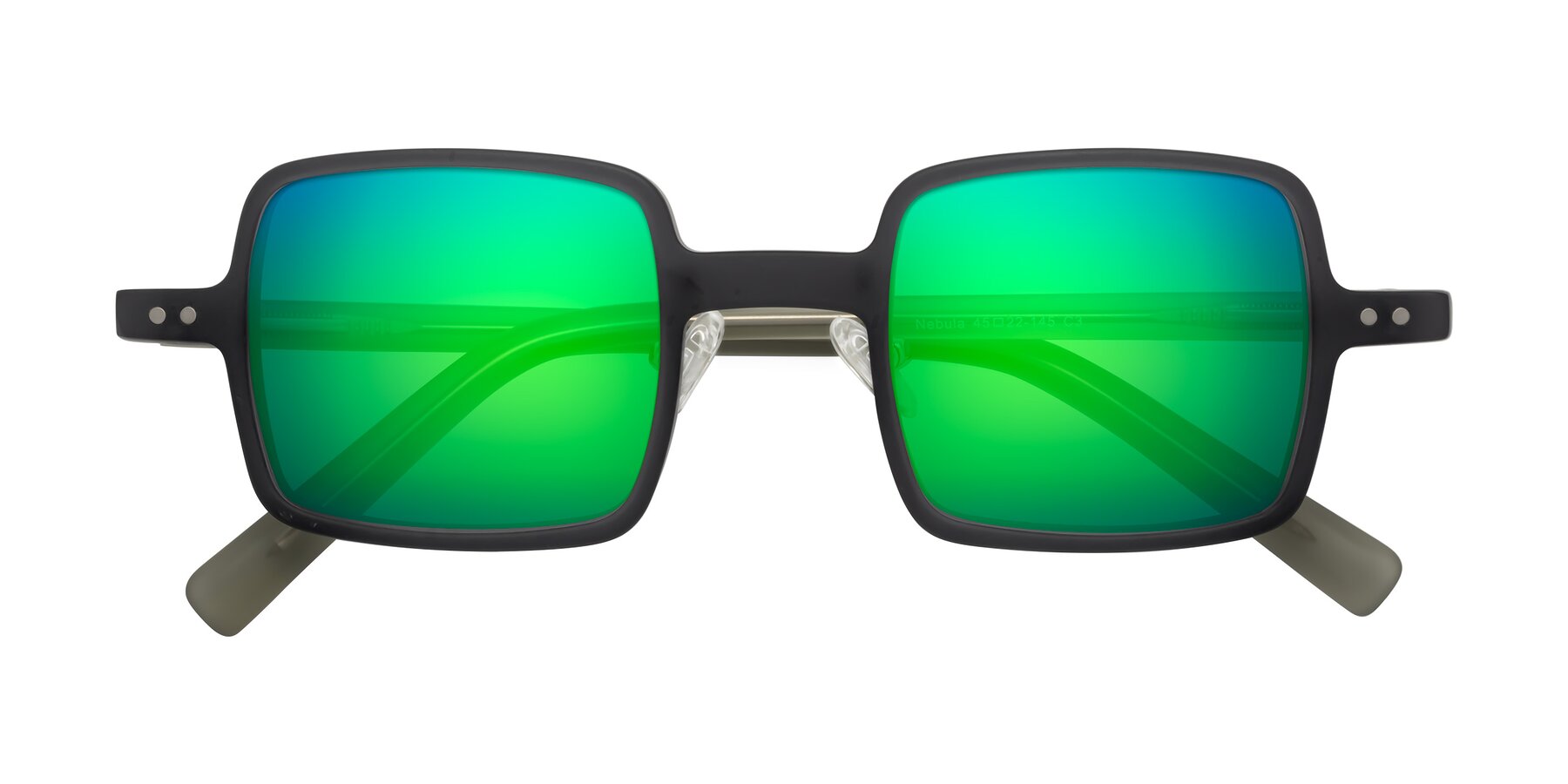 Folded Front of Nebula in Matte Gray with Green Mirrored Lenses