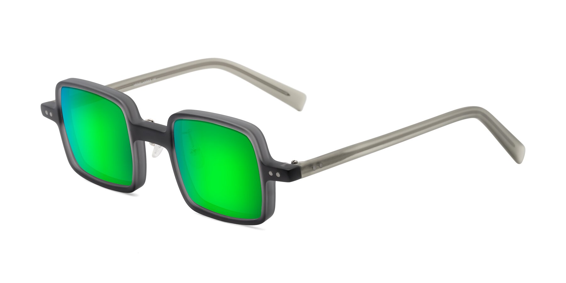 Angle of Nebula in Matte Gray with Green Mirrored Lenses