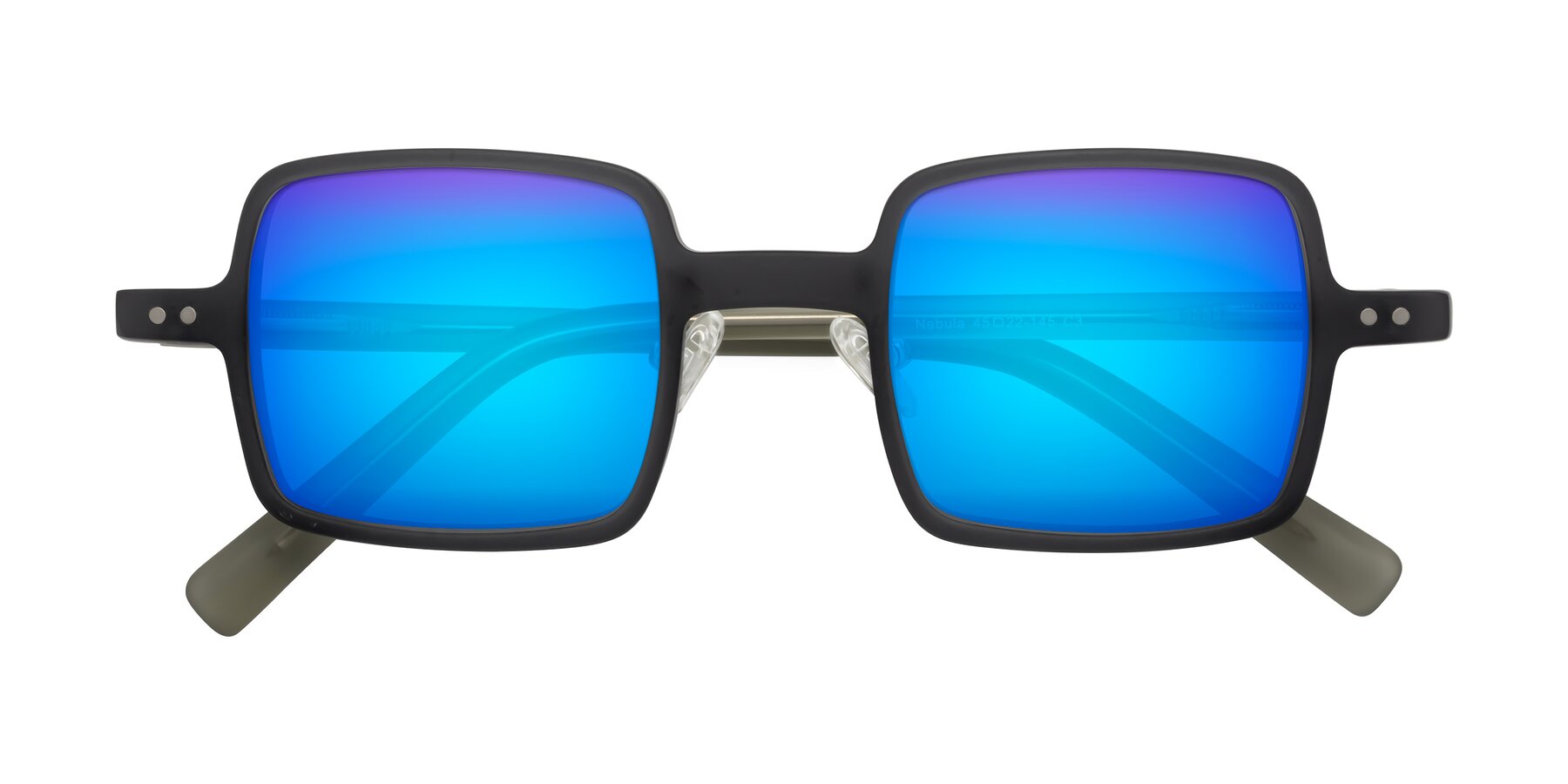 Folded Front of Nebula in Matte Gray with Blue Mirrored Lenses