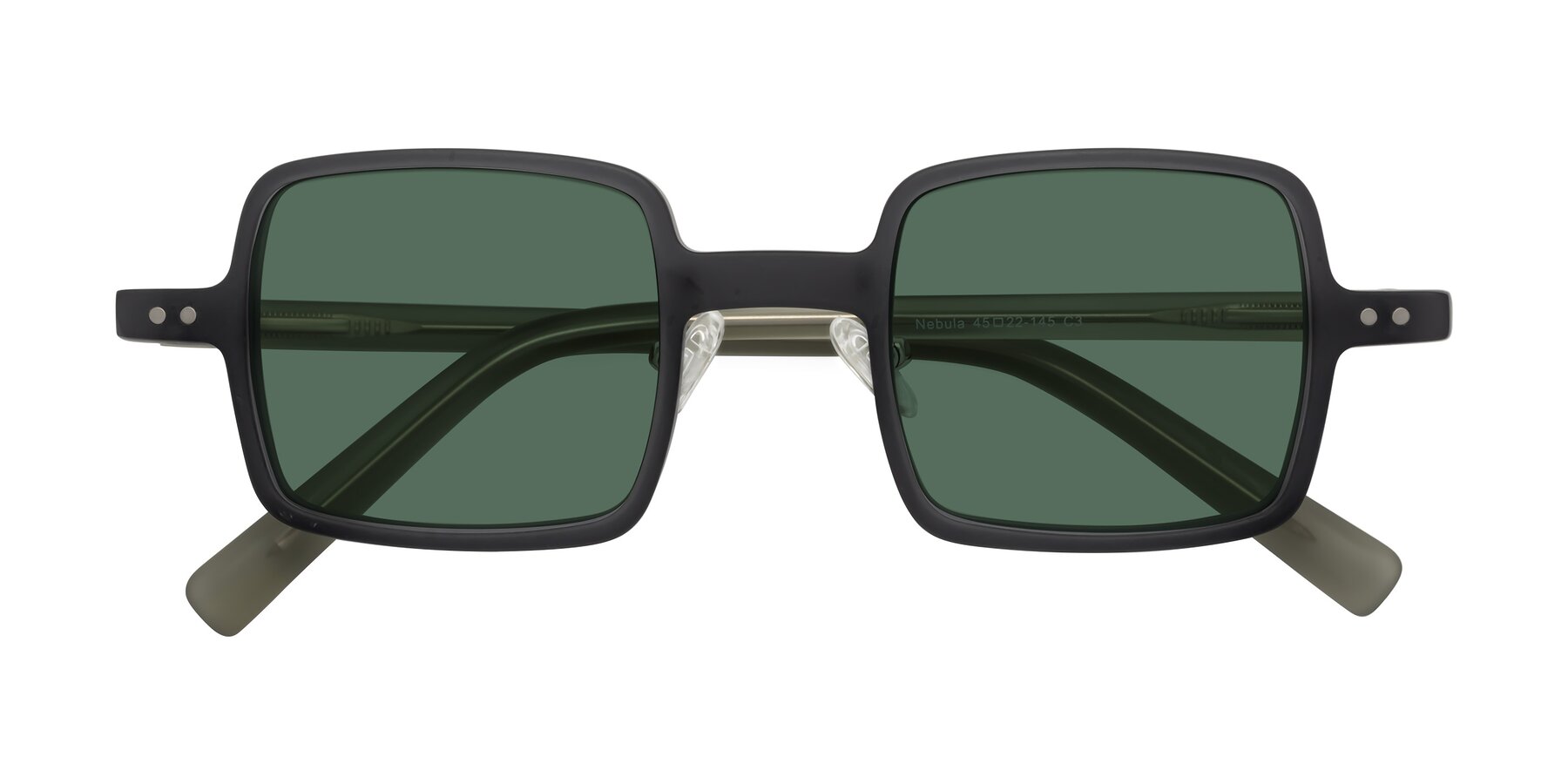 Folded Front of Nebula in Matte Gray with Green Polarized Lenses