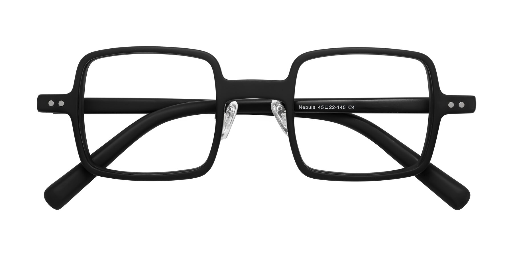 Folded Front of Nebula in Matte Black with Clear Eyeglass Lenses