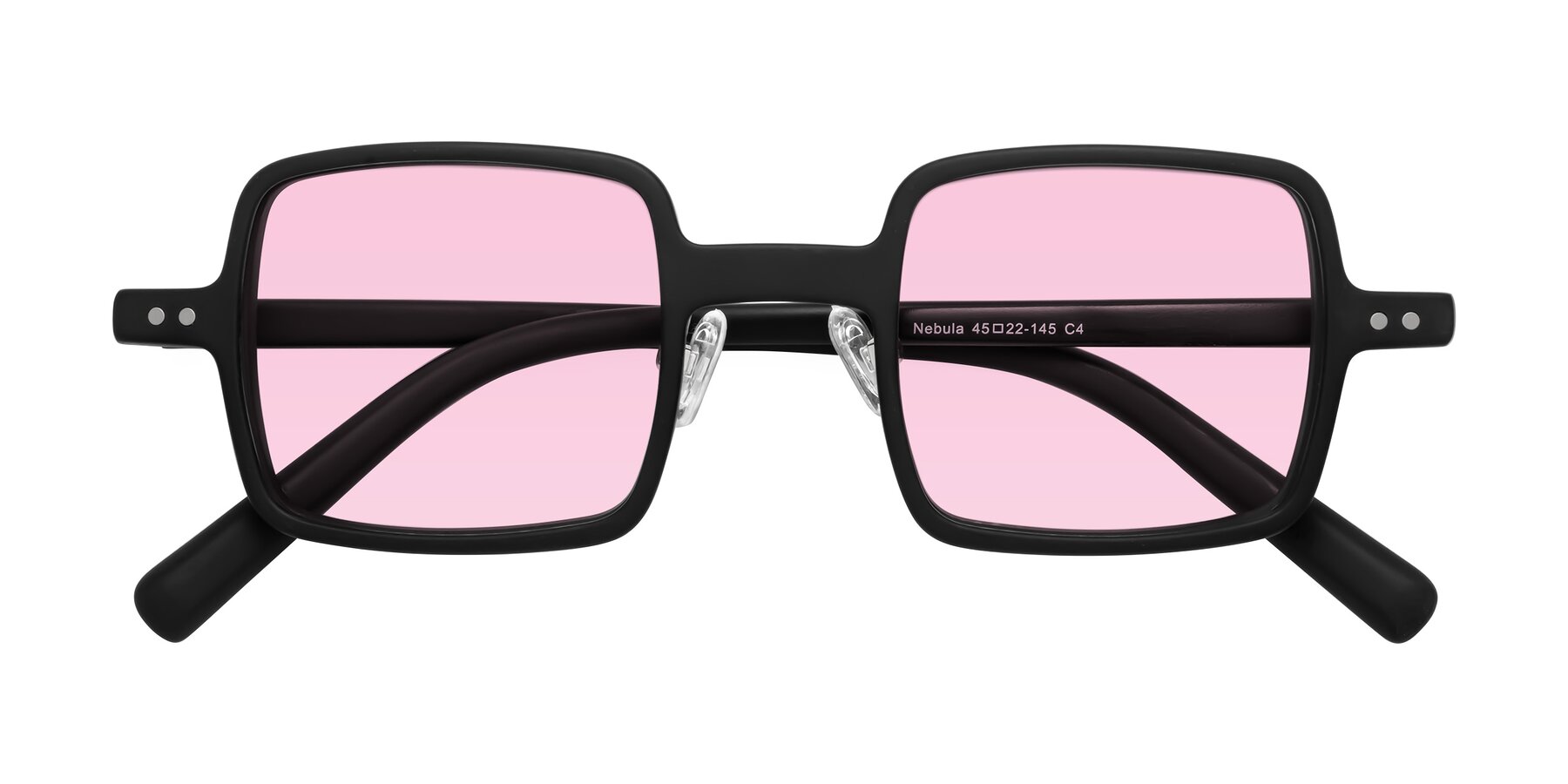 Folded Front of Nebula in Matte Black with Light Pink Tinted Lenses