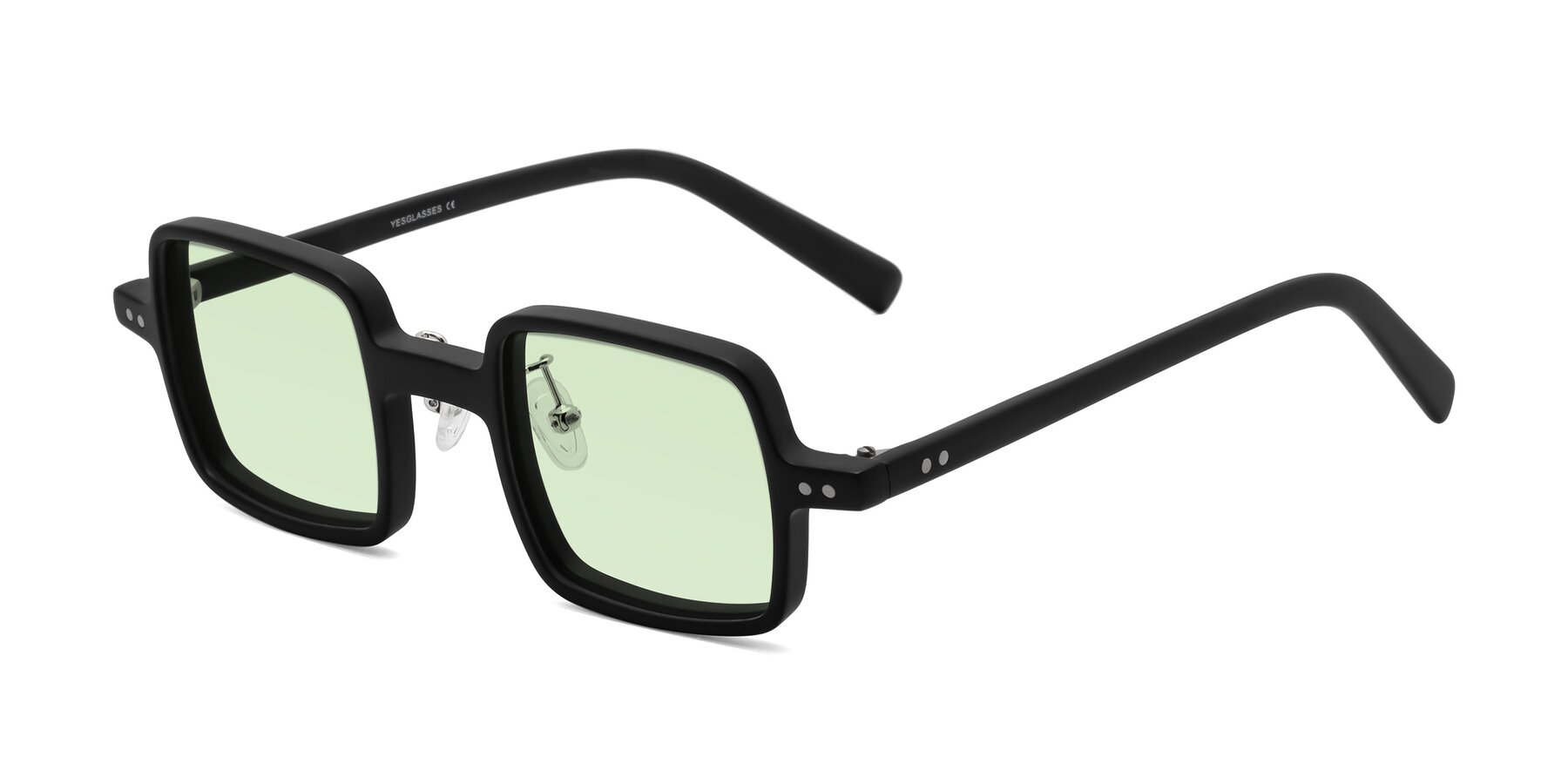 Angle of Nebula in Matte Black with Light Green Tinted Lenses