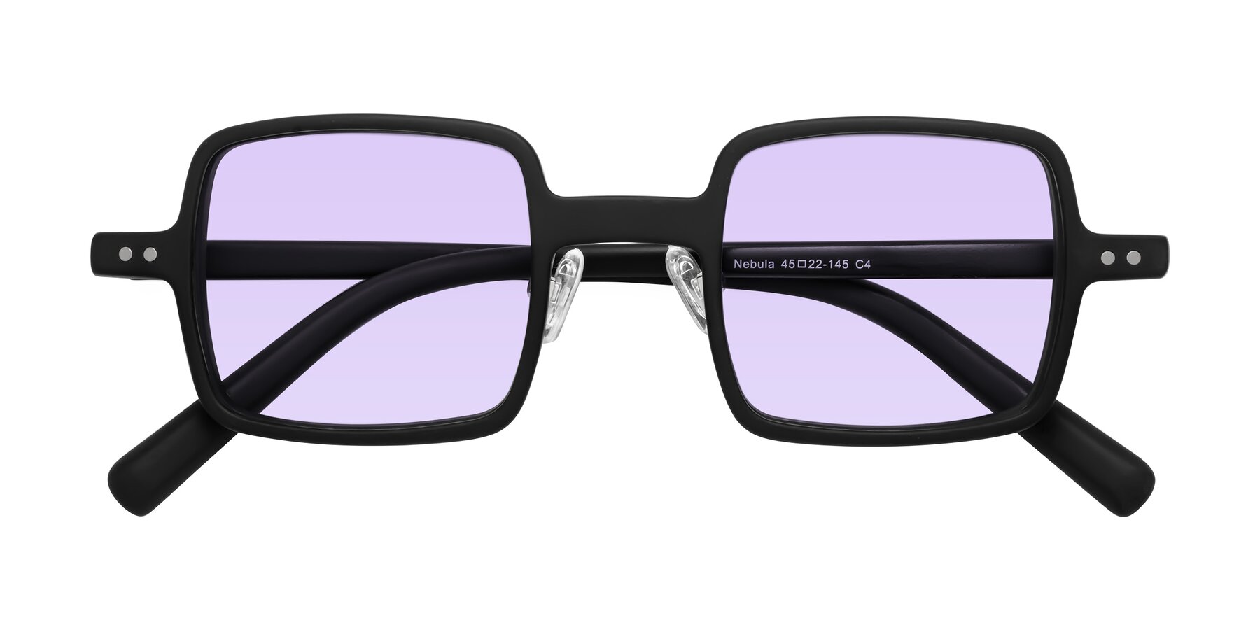 Folded Front of Nebula in Matte Black with Light Purple Tinted Lenses