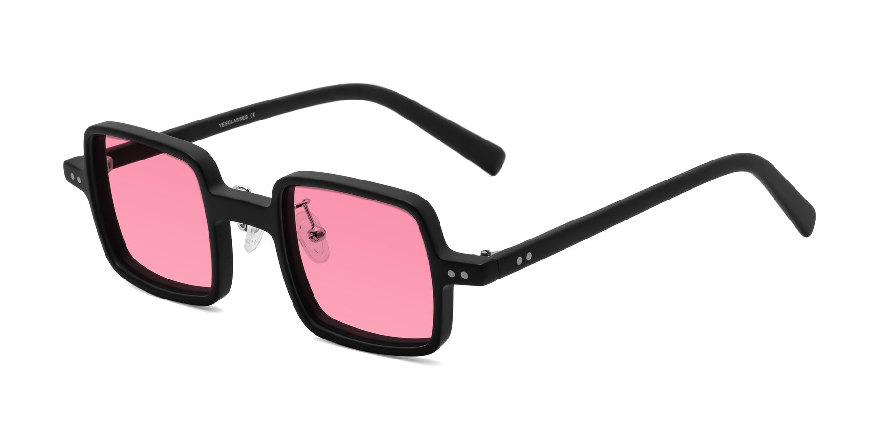 Angle of Nebula in Matte Black with Pink Tinted Lenses