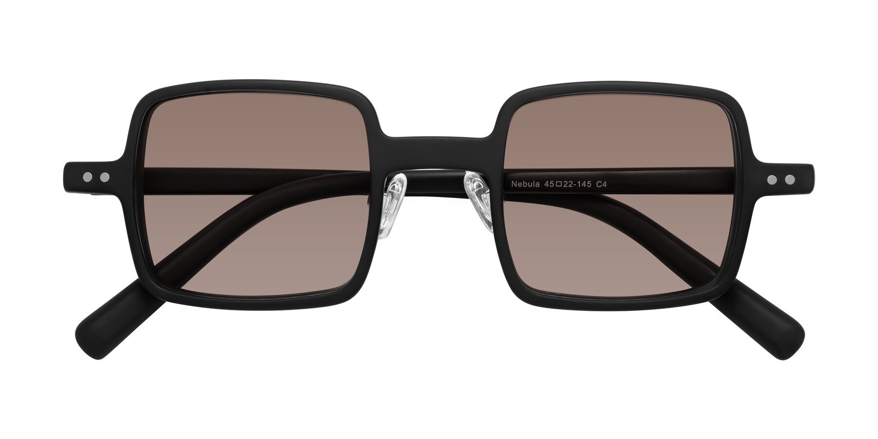 Folded Front of Nebula in Matte Black with Medium Brown Tinted Lenses