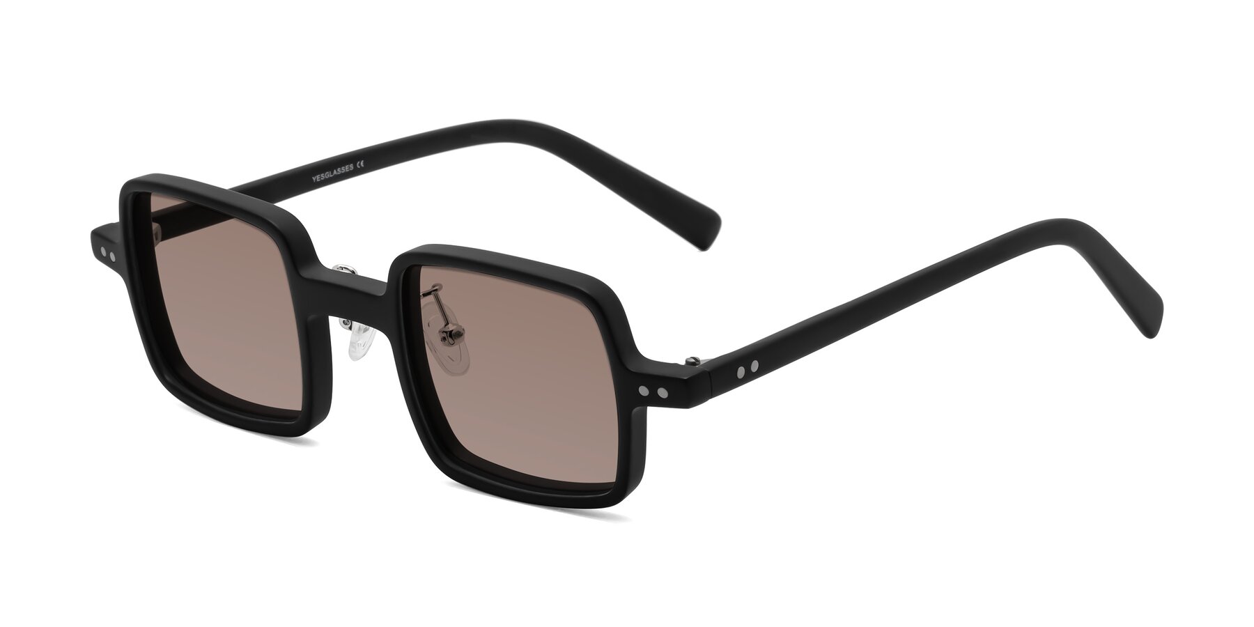 Angle of Nebula in Matte Black with Medium Brown Tinted Lenses