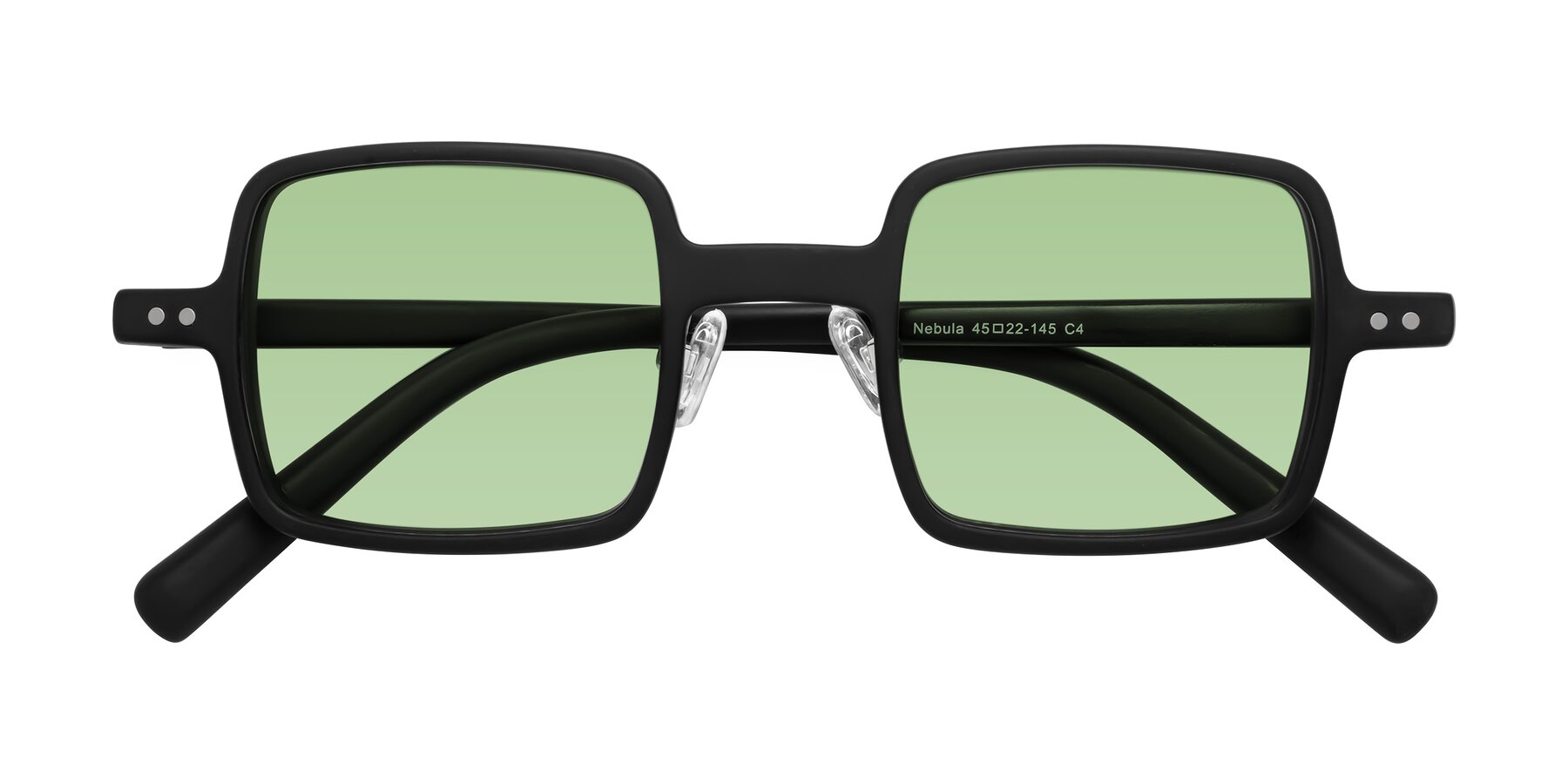 Folded Front of Nebula in Matte Black with Medium Green Tinted Lenses