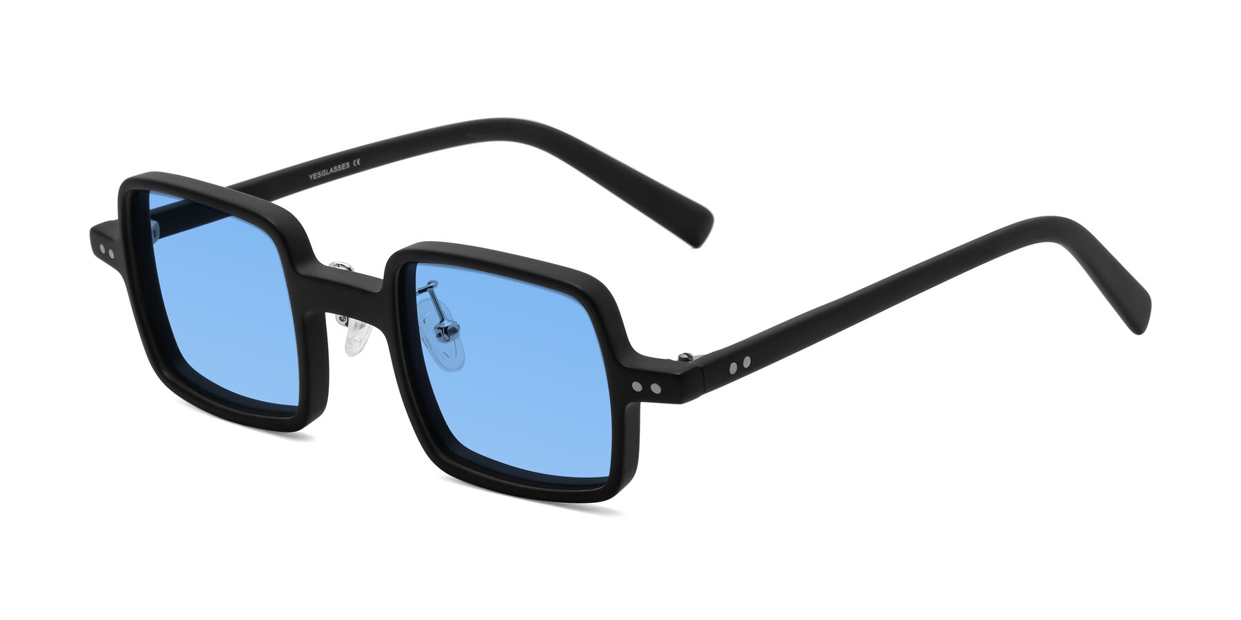 Angle of Nebula in Matte Black with Medium Blue Tinted Lenses