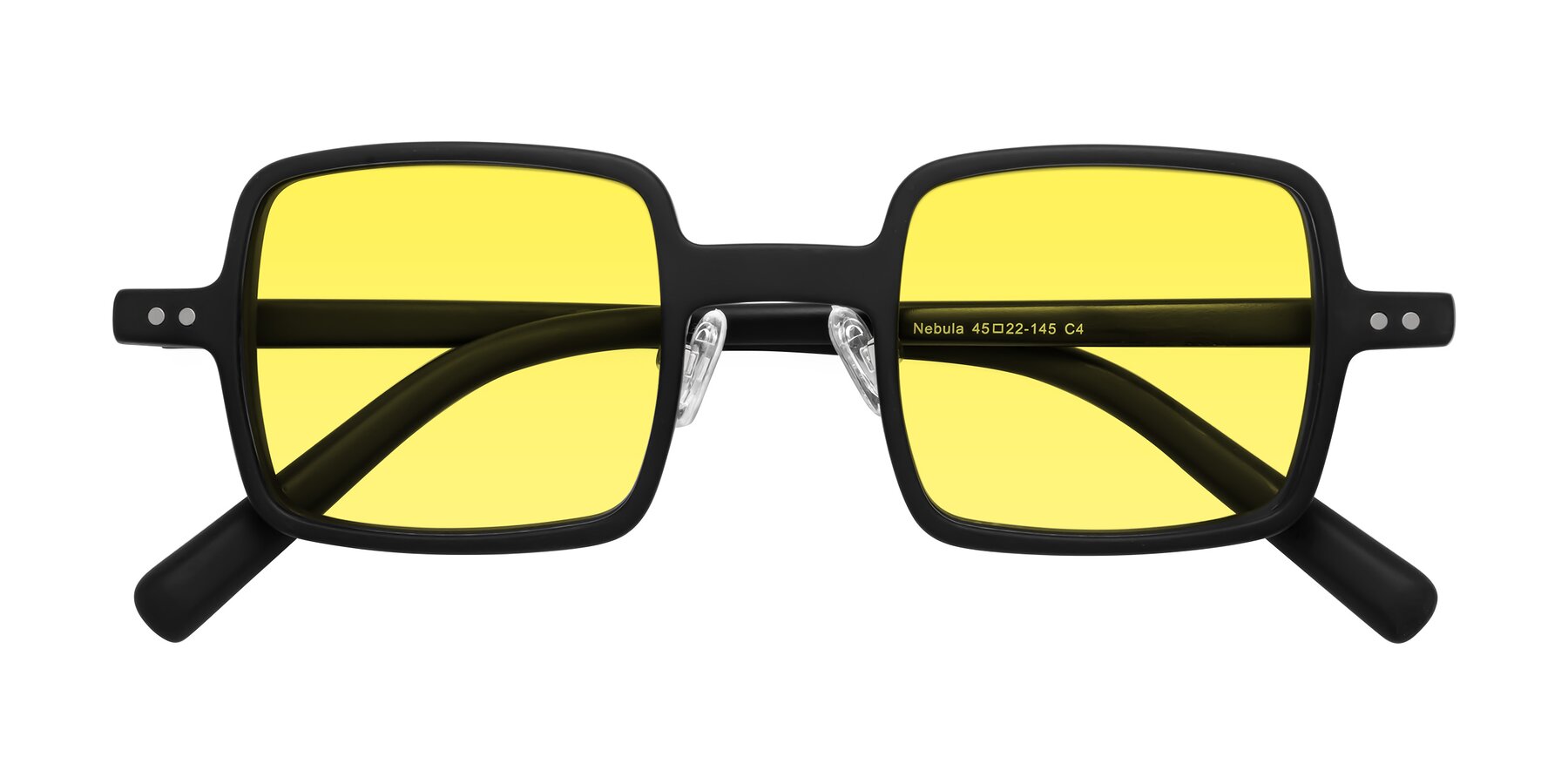 Folded Front of Nebula in Matte Black with Medium Yellow Tinted Lenses