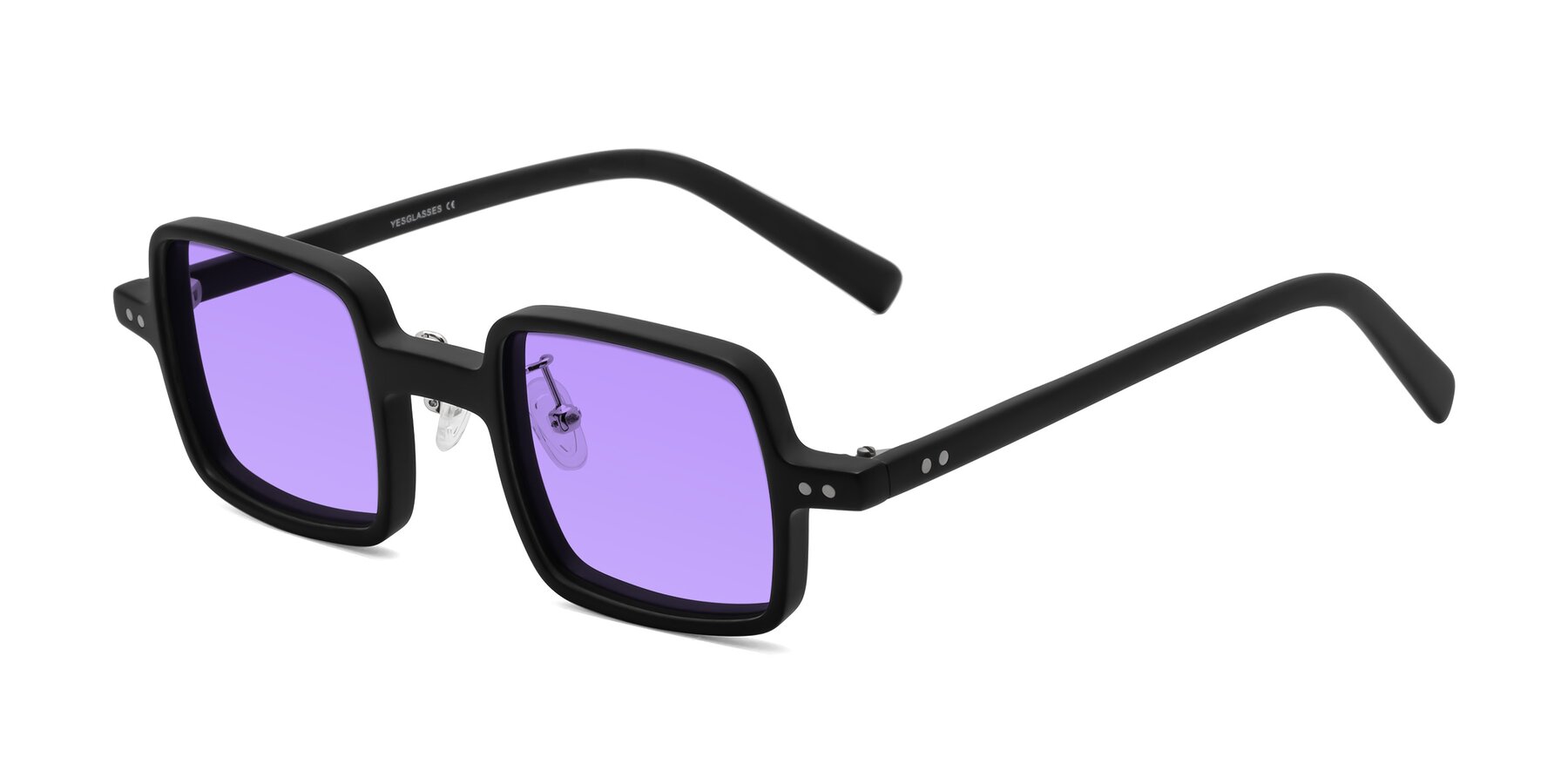 Angle of Nebula in Matte Black with Medium Purple Tinted Lenses