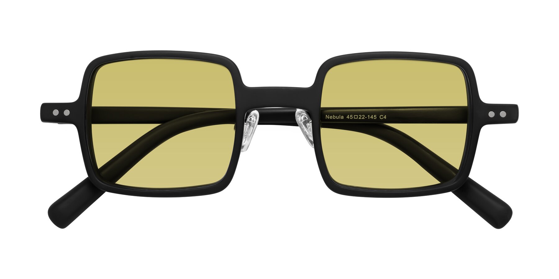 Folded Front of Nebula in Matte Black with Medium Champagne Tinted Lenses