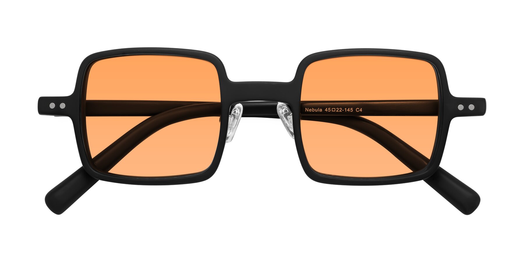 Folded Front of Nebula in Matte Black with Medium Orange Tinted Lenses