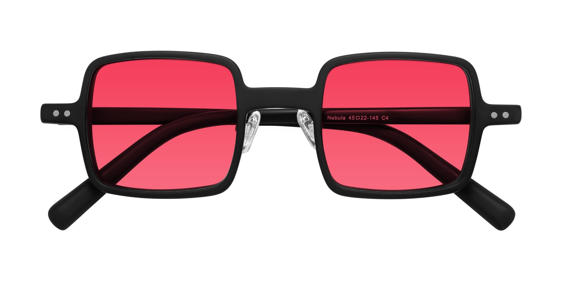 Folded Front of Nebula in Matte Black with Red Tinted Lenses