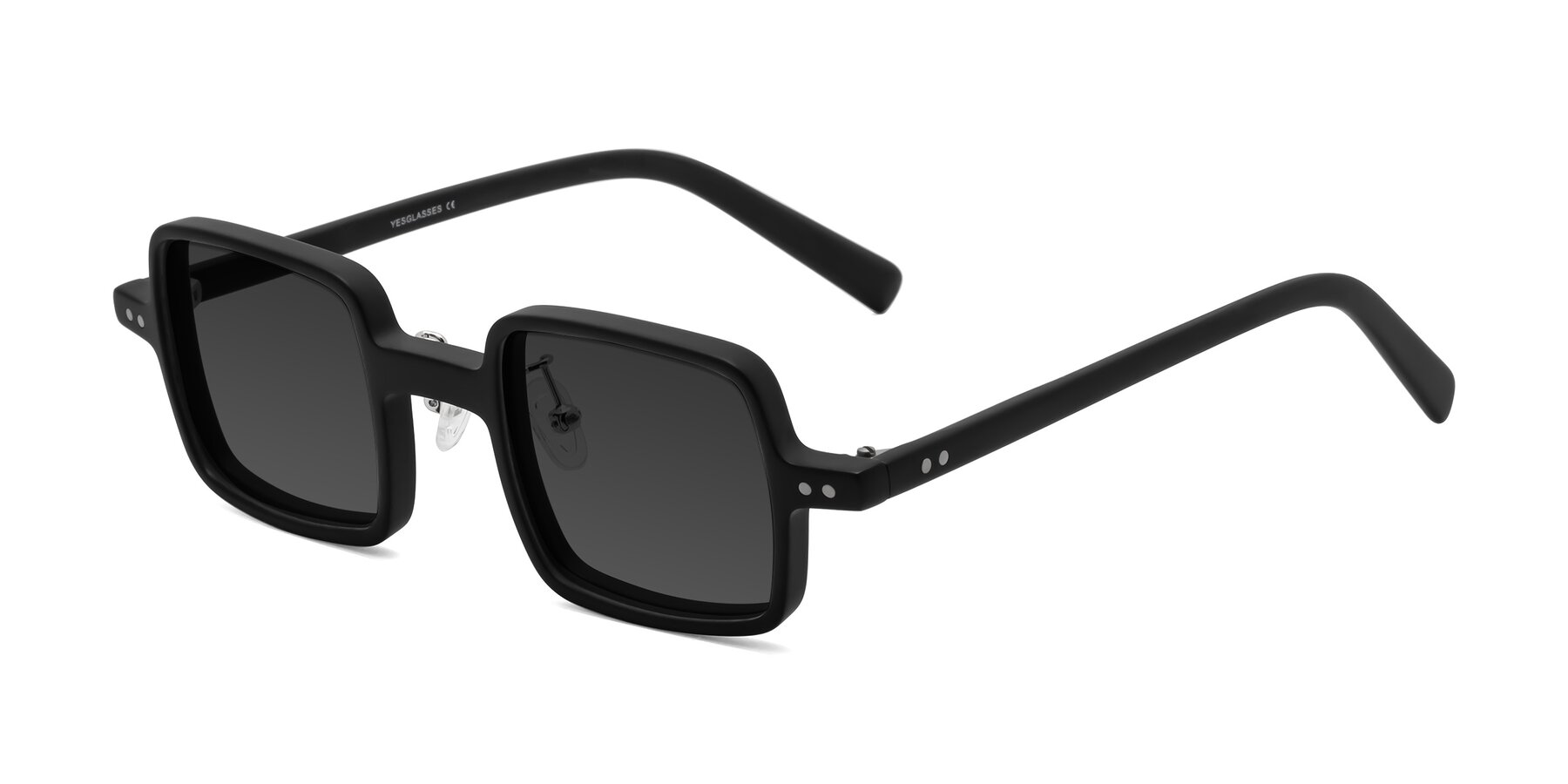 Angle of Nebula in Matte Black with Gray Tinted Lenses