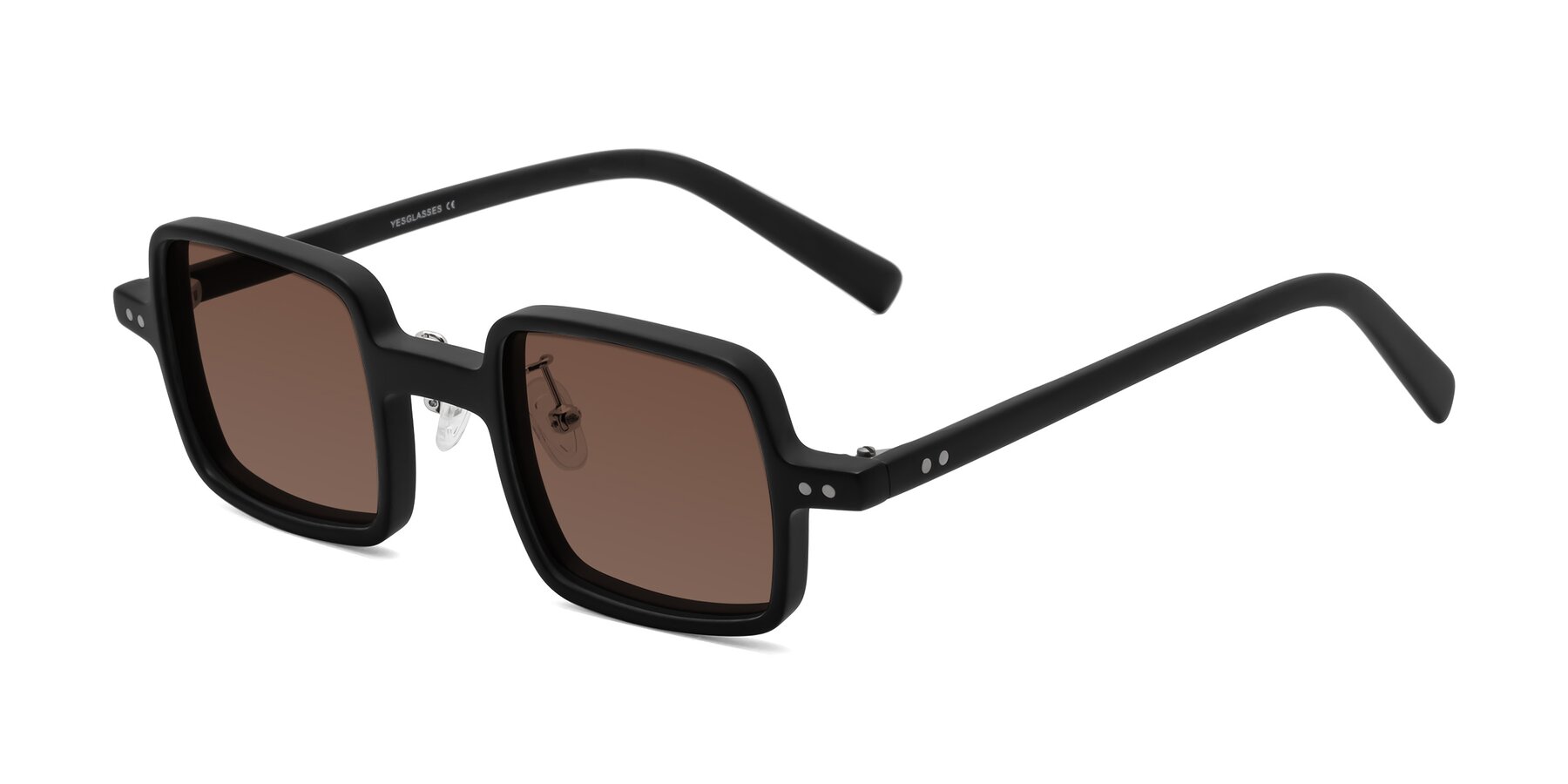 Angle of Nebula in Matte Black with Brown Tinted Lenses