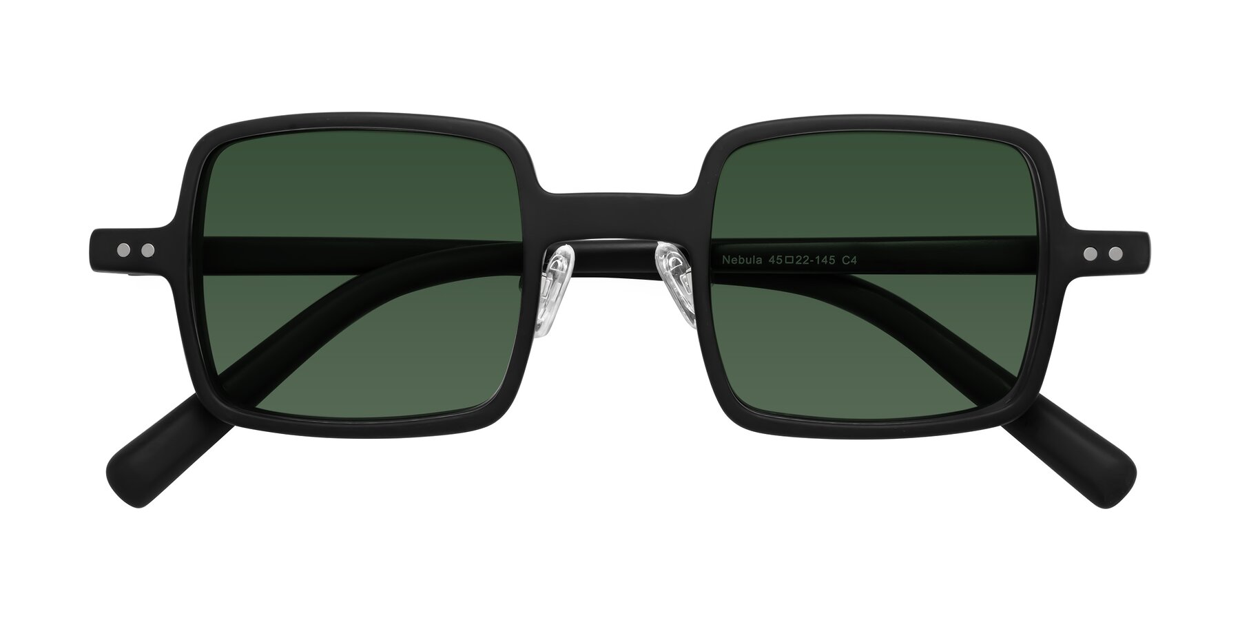 Folded Front of Nebula in Matte Black with Green Tinted Lenses