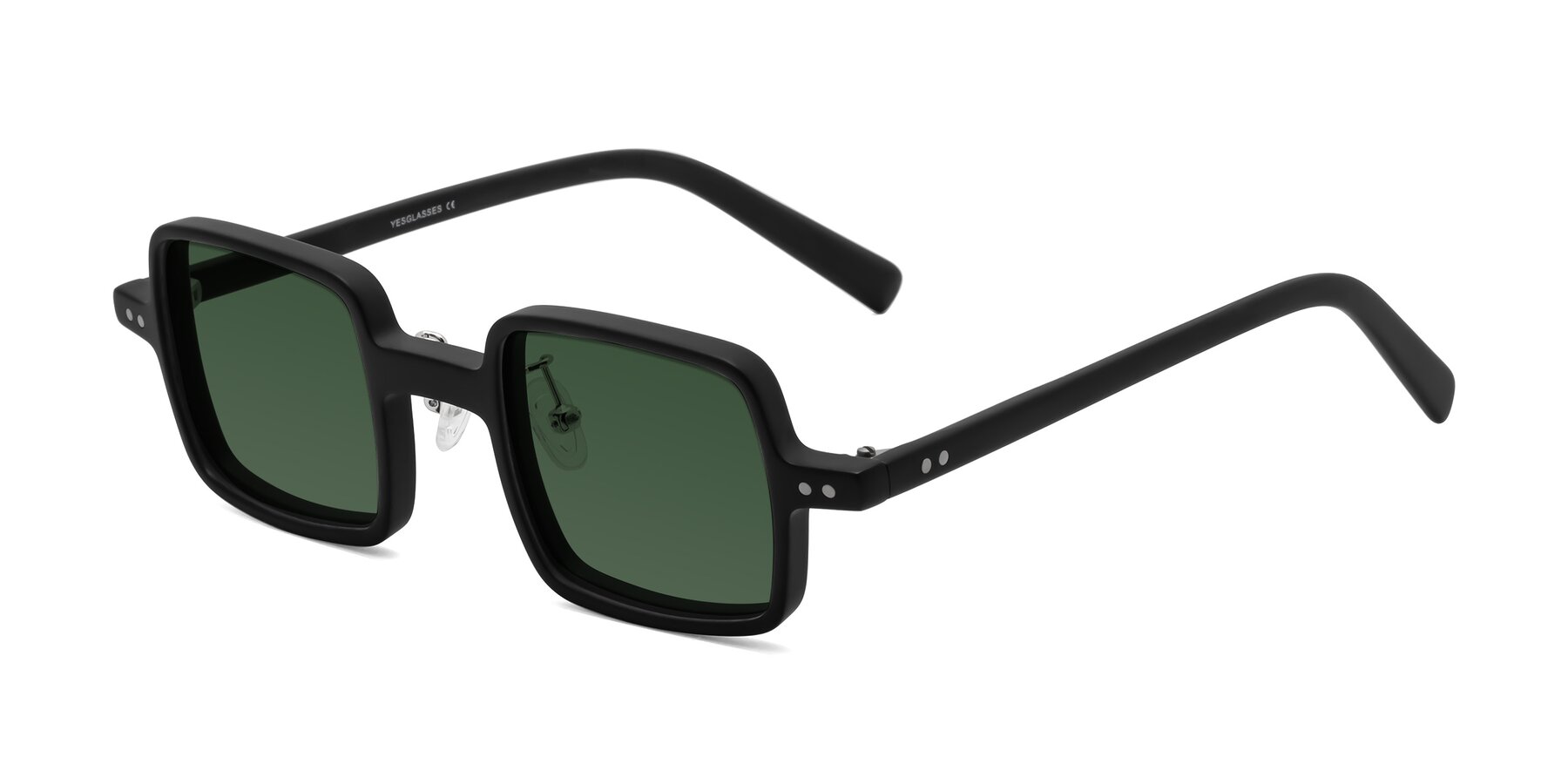 Angle of Nebula in Matte Black with Green Tinted Lenses