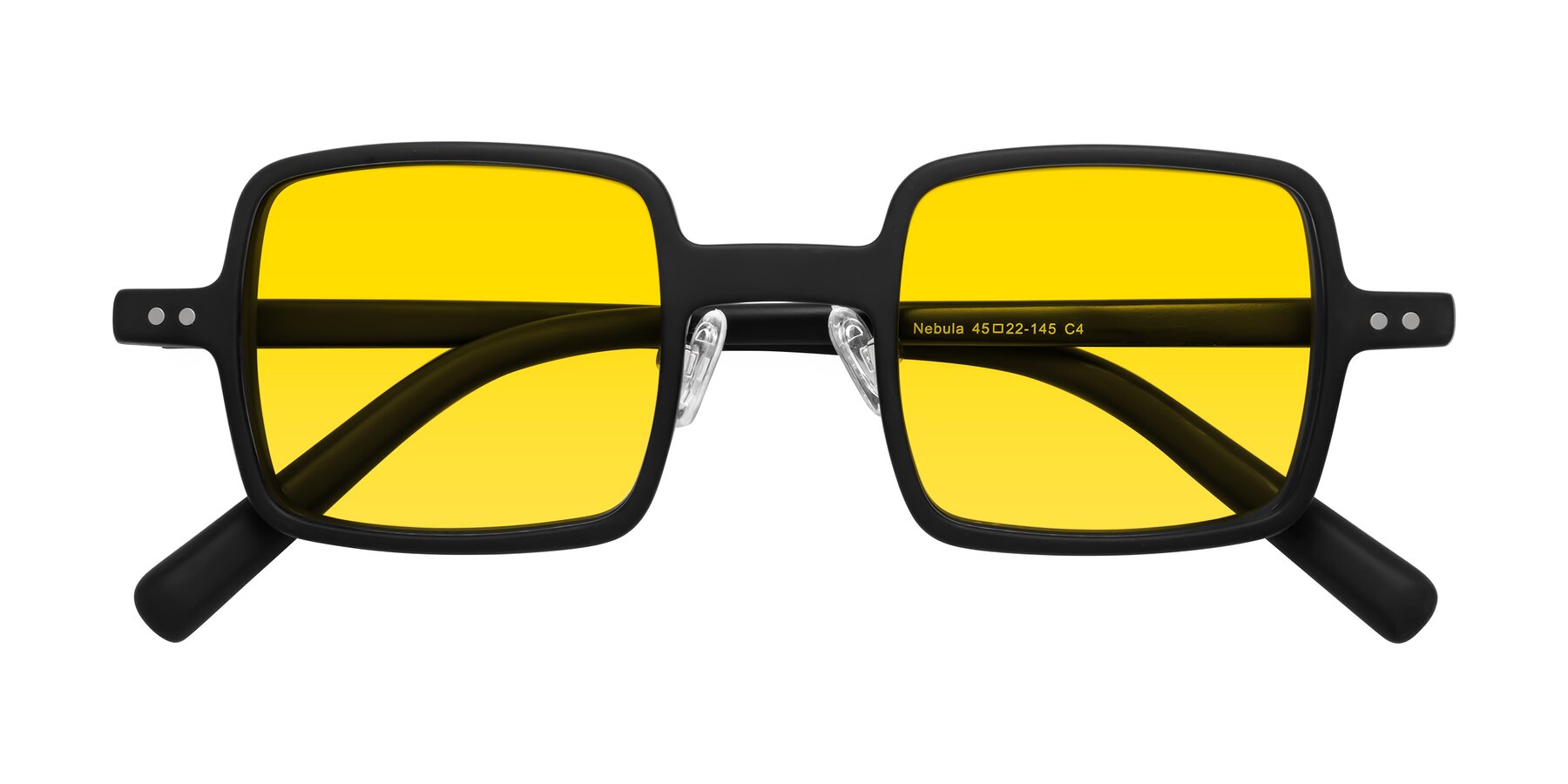 Folded Front of Nebula in Matte Black with Yellow Tinted Lenses