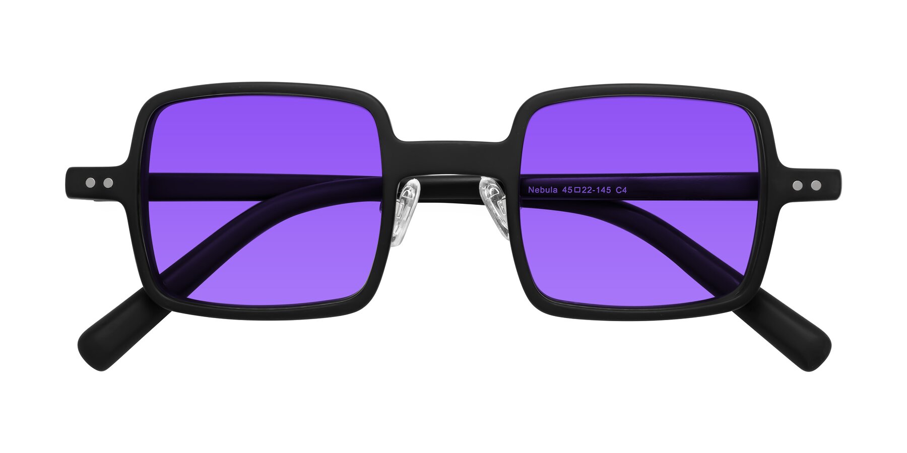 Folded Front of Nebula in Matte Black with Purple Tinted Lenses