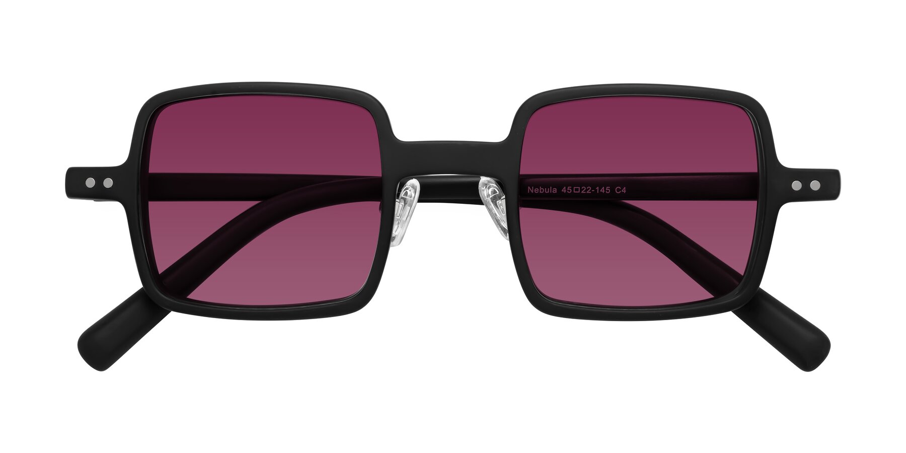 Folded Front of Nebula in Matte Black with Wine Tinted Lenses