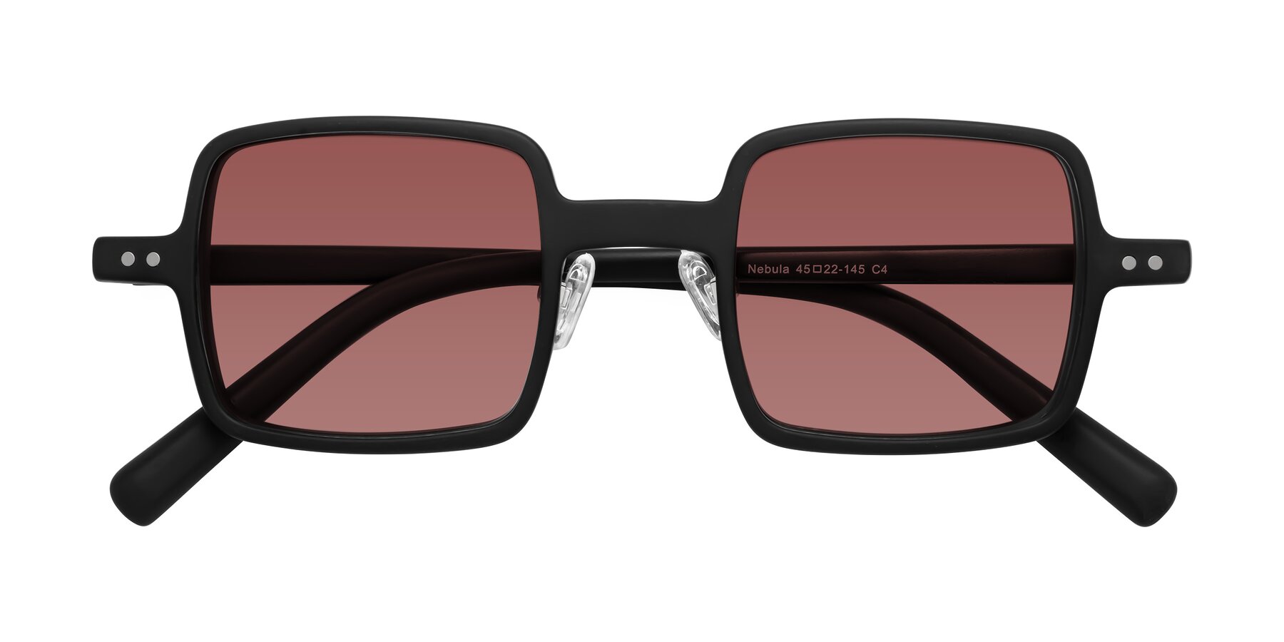 Folded Front of Nebula in Matte Black with Garnet Tinted Lenses