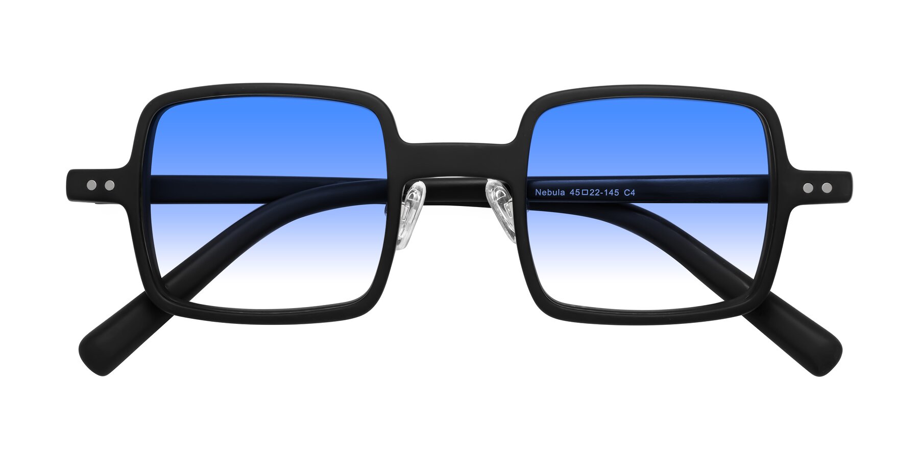 Folded Front of Nebula in Matte Black with Blue Gradient Lenses