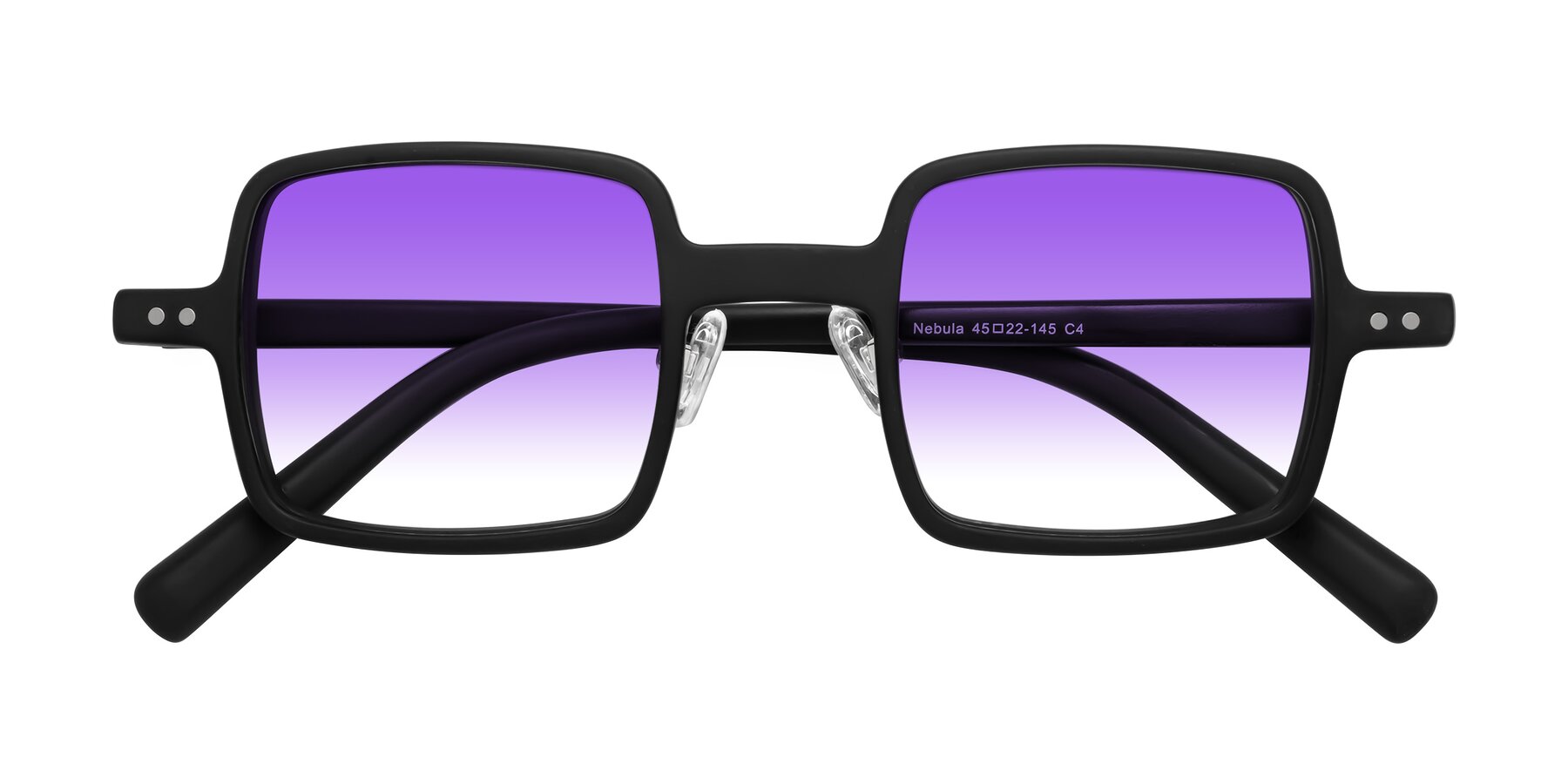 Folded Front of Nebula in Matte Black with Purple Gradient Lenses