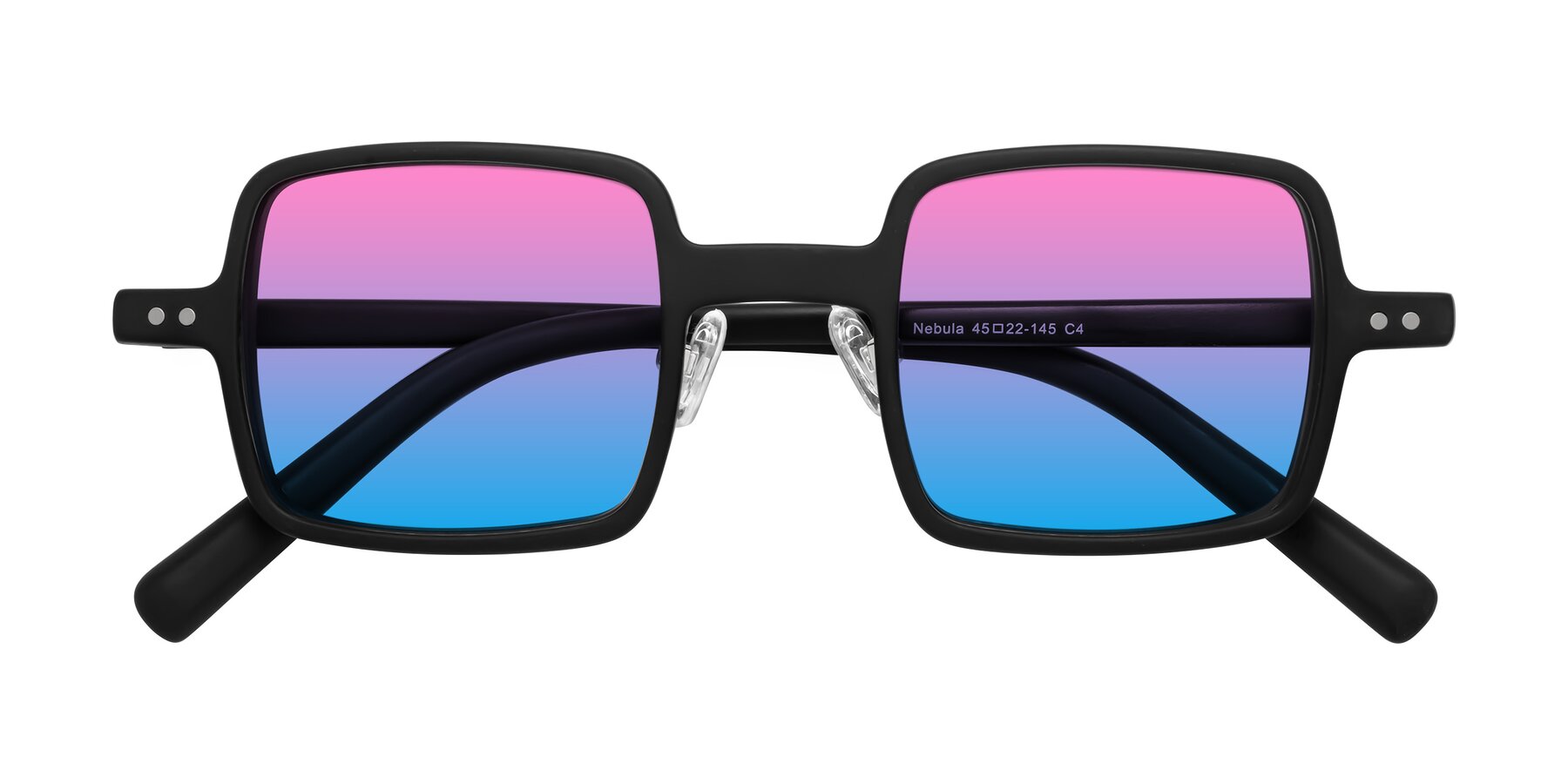 Folded Front of Nebula in Matte Black with Pink / Blue Gradient Lenses