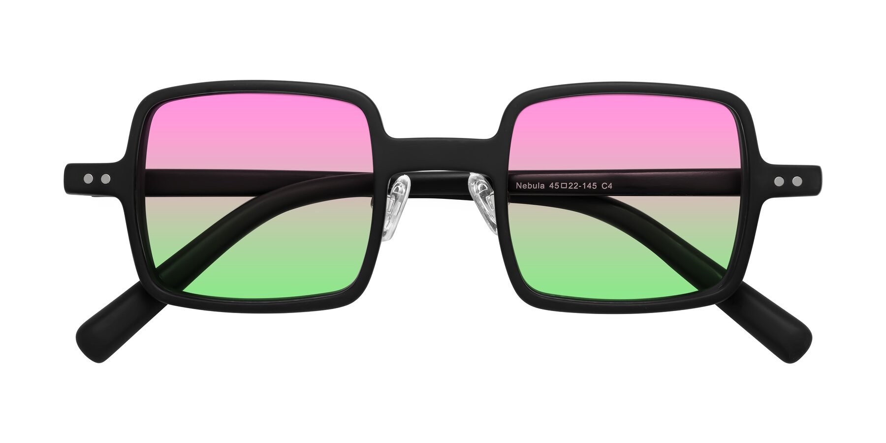 Folded Front of Nebula in Matte Black with Pink / Green Gradient Lenses