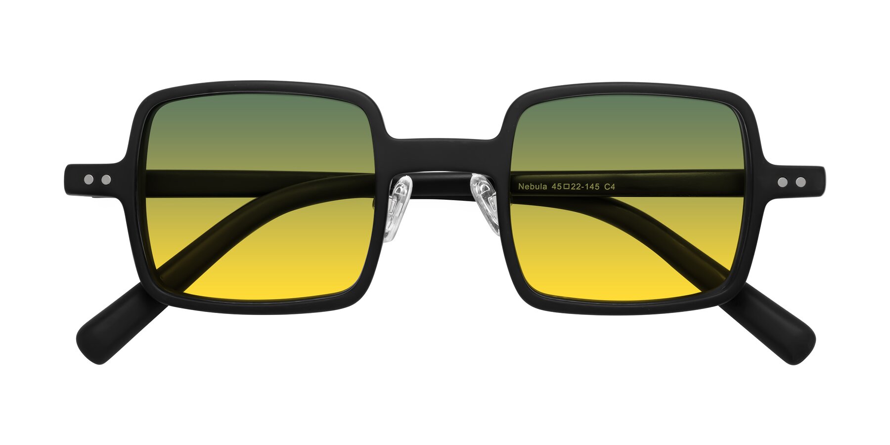 Folded Front of Nebula in Matte Black with Green / Yellow Gradient Lenses