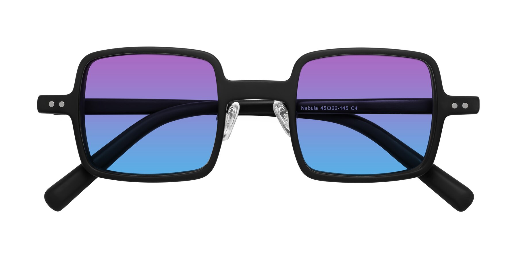 Folded Front of Nebula in Matte Black with Purple / Blue Gradient Lenses