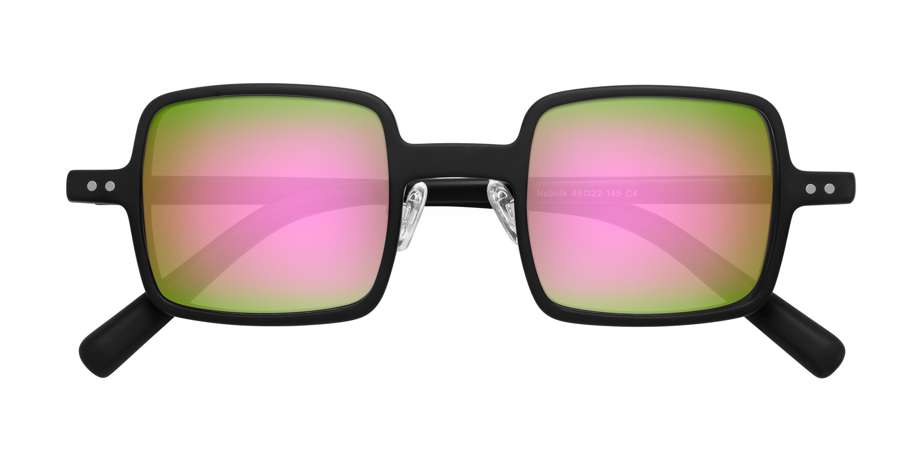 Folded Front of Nebula in Matte Black with Pink Mirrored Lenses