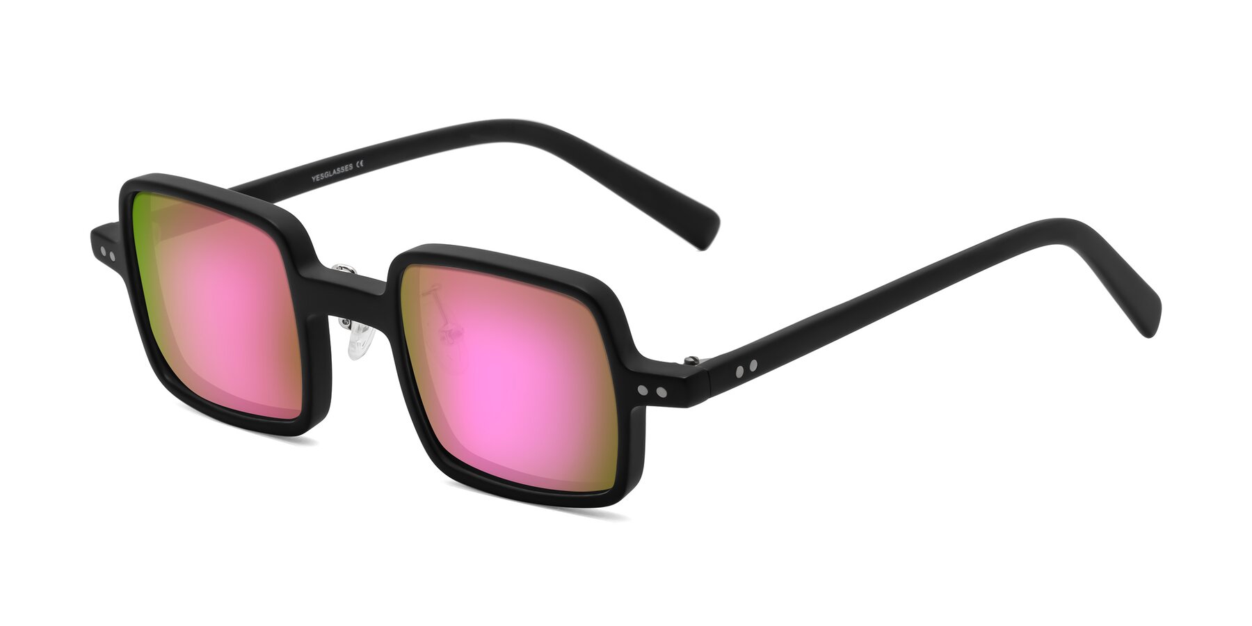 Angle of Nebula in Matte Black with Pink Mirrored Lenses