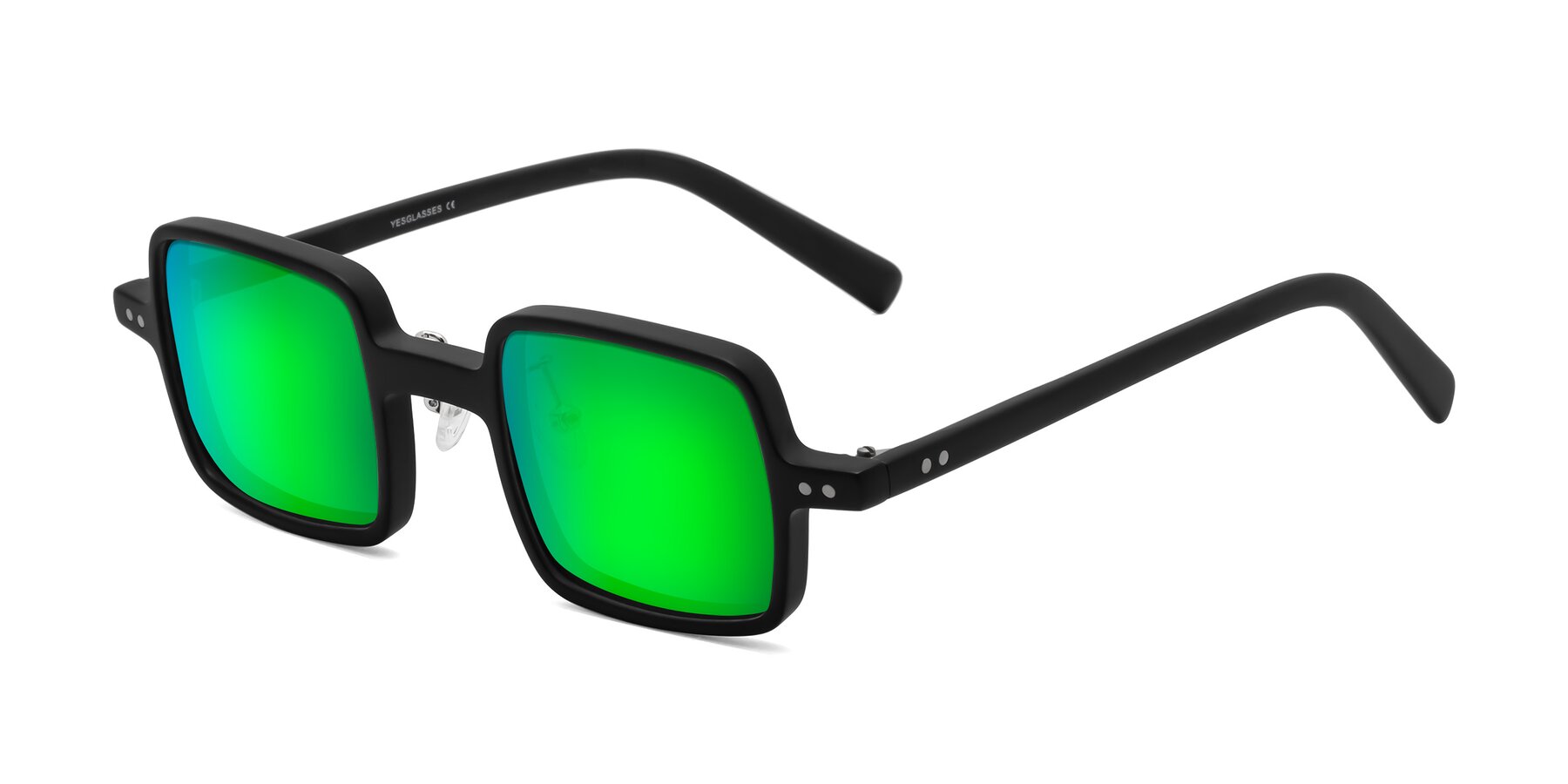 Angle of Nebula in Matte Black with Green Mirrored Lenses