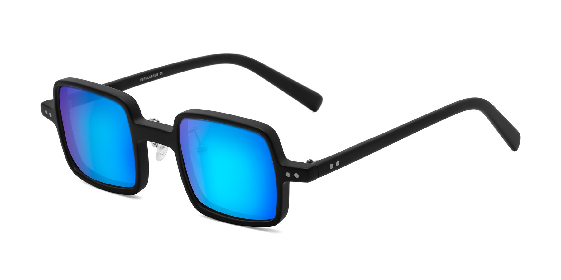 Angle of Nebula in Matte Black with Blue Mirrored Lenses