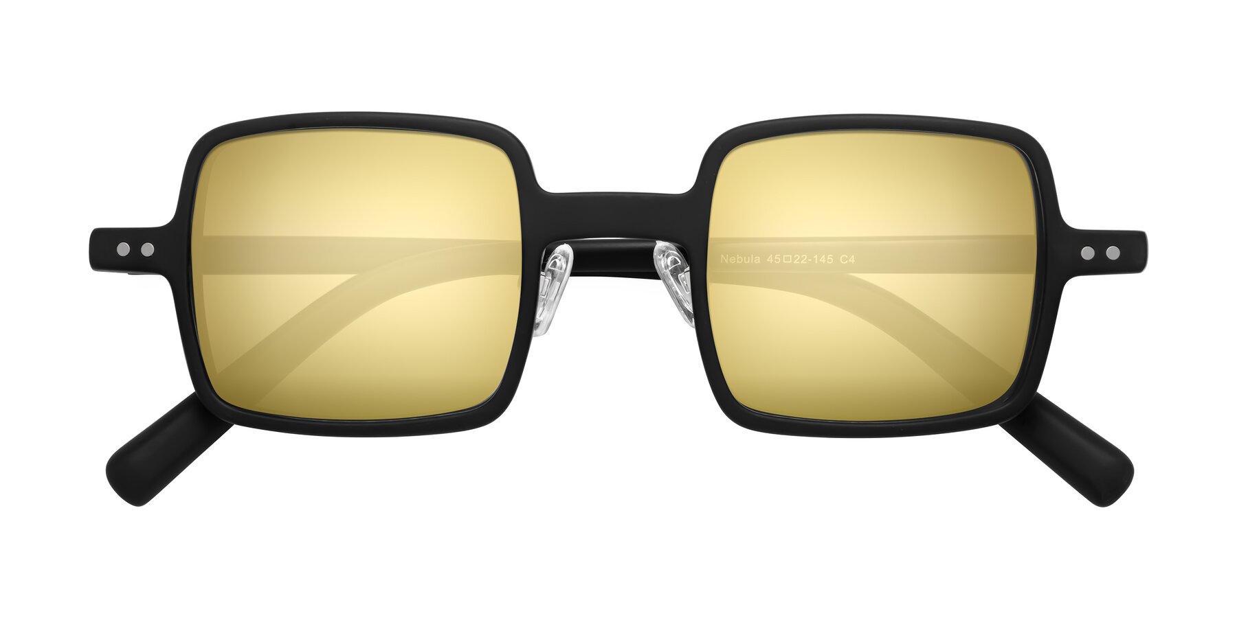 Folded Front of Nebula in Matte Black with Gold Mirrored Lenses