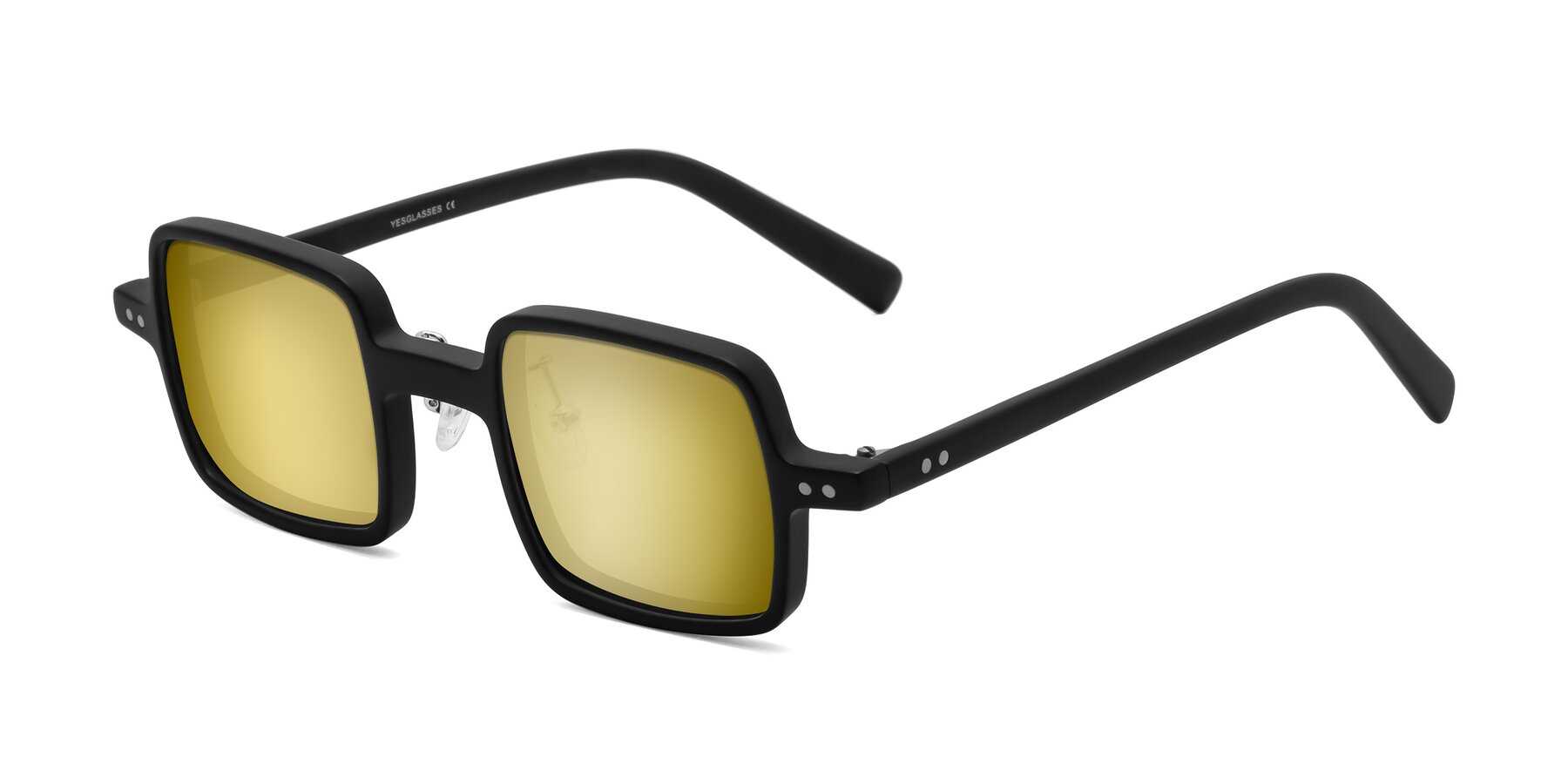 Angle of Nebula in Matte Black with Gold Mirrored Lenses