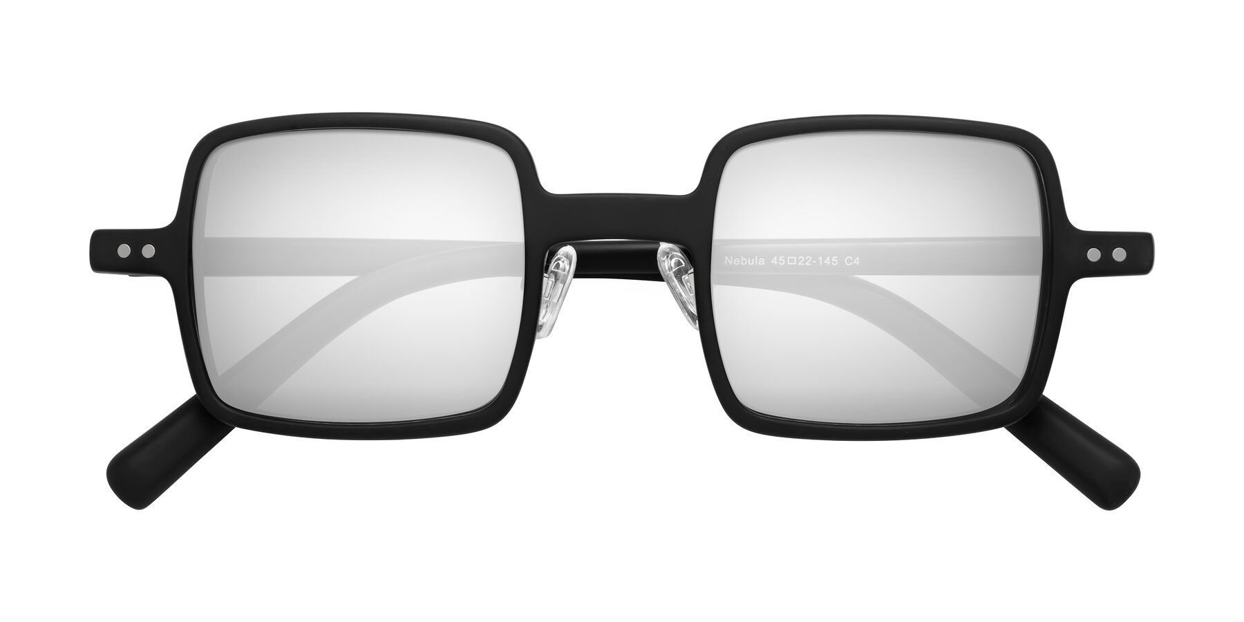 Folded Front of Nebula in Matte Black with Silver Mirrored Lenses