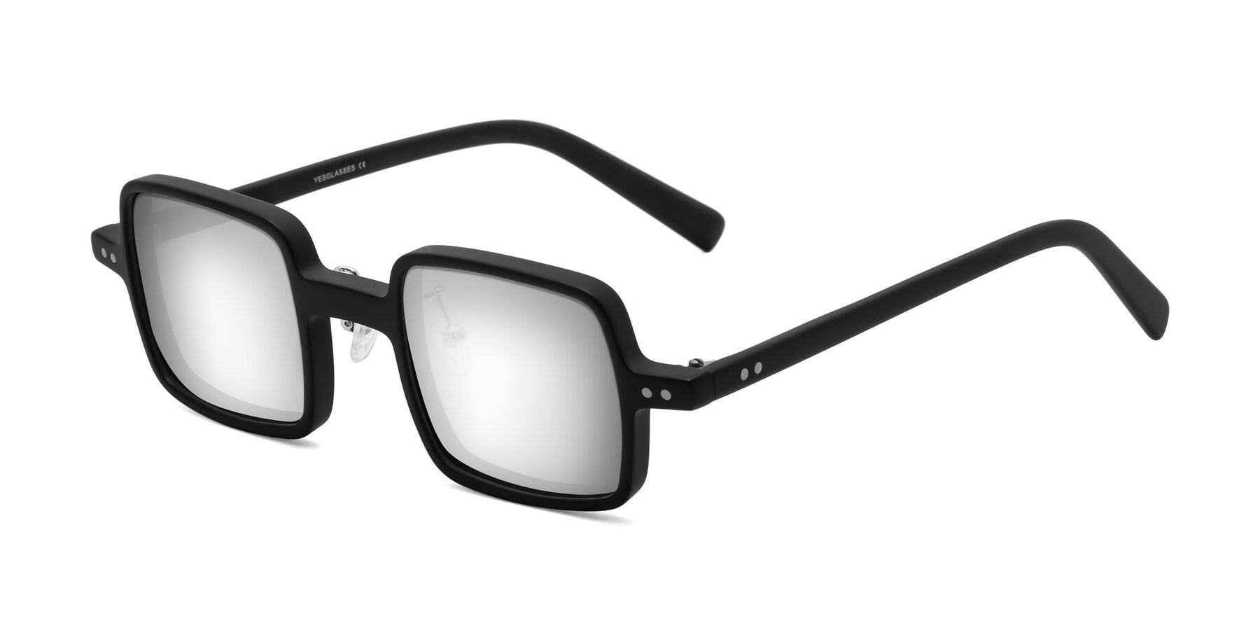 Angle of Nebula in Matte Black with Silver Mirrored Lenses