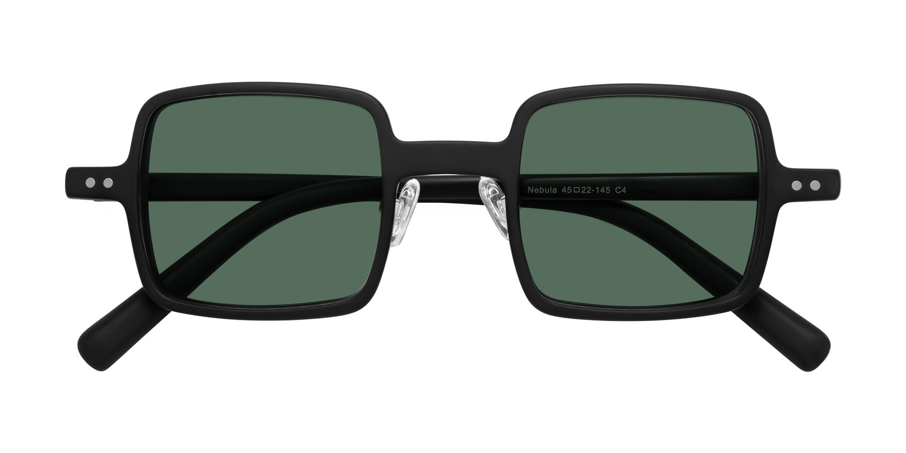 Folded Front of Nebula in Matte Black with Green Polarized Lenses